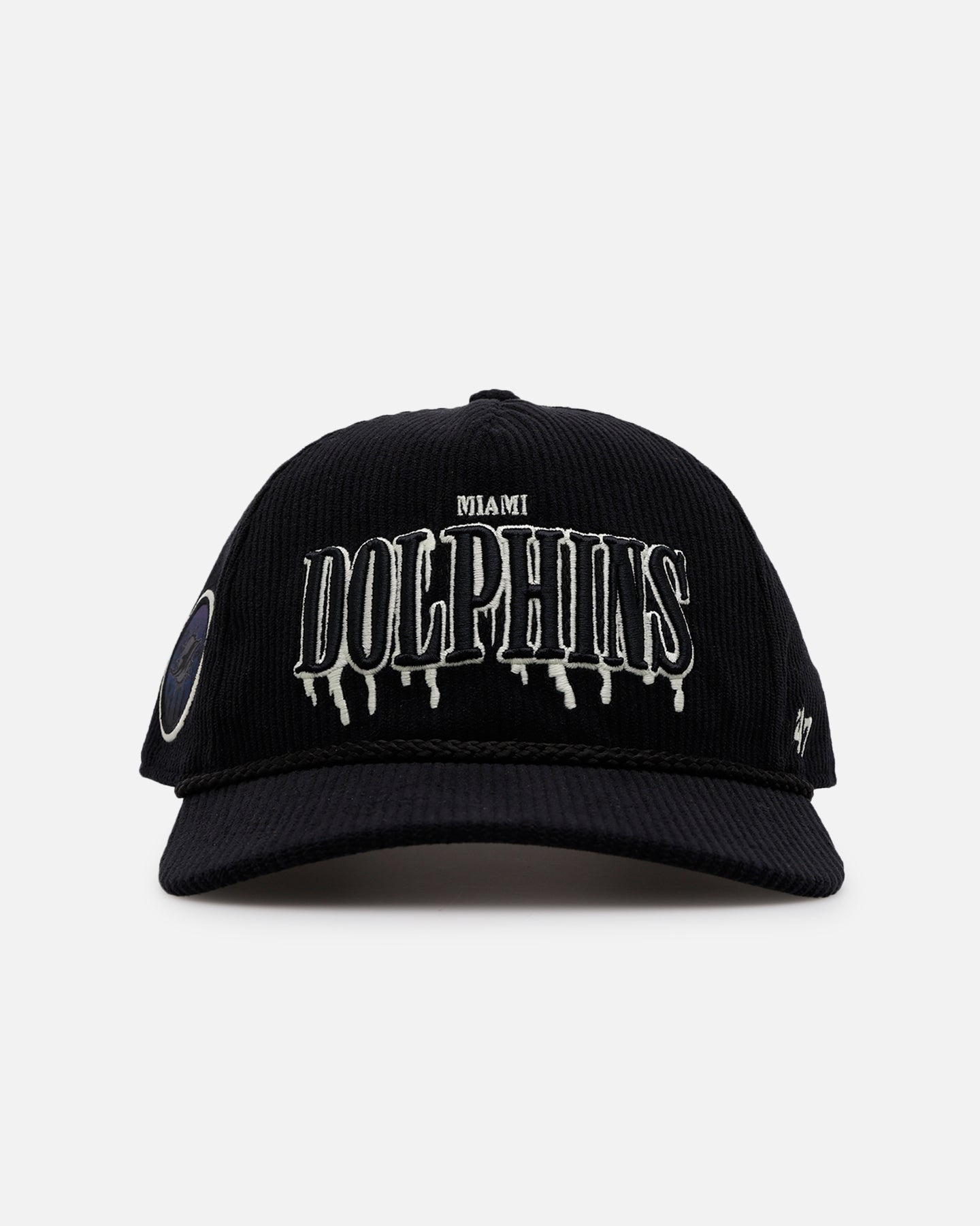 47 Brand Miami Dolphins 'Slasher' 47 Hitch Corduroy Snapback Hat - Black Adjustable Baseball Cap for Men & Women - Perfect for NFL Games, Sports Events & Casual Wear