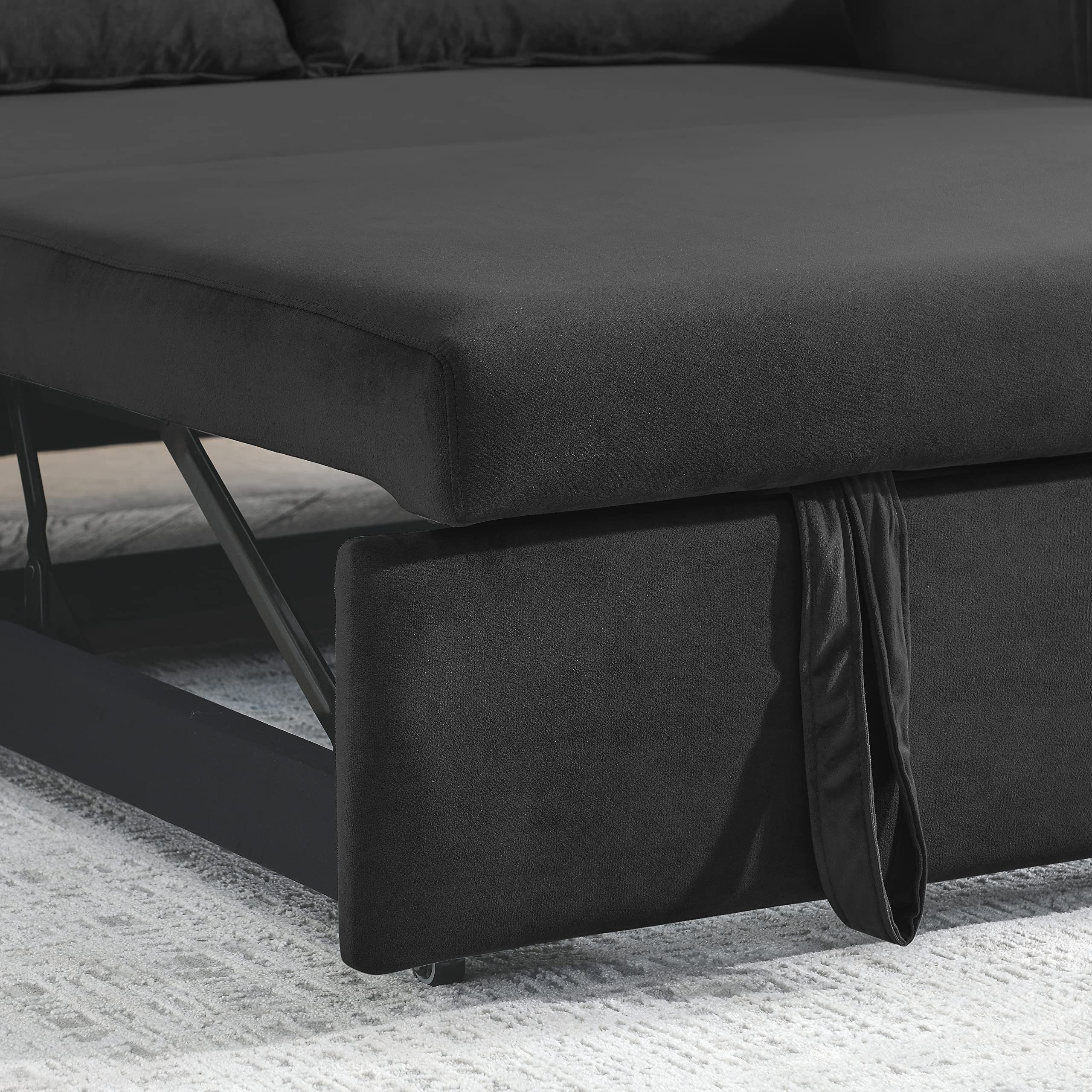 Modern Velvet Convertible Sleeper Sofa Bed - 59.5