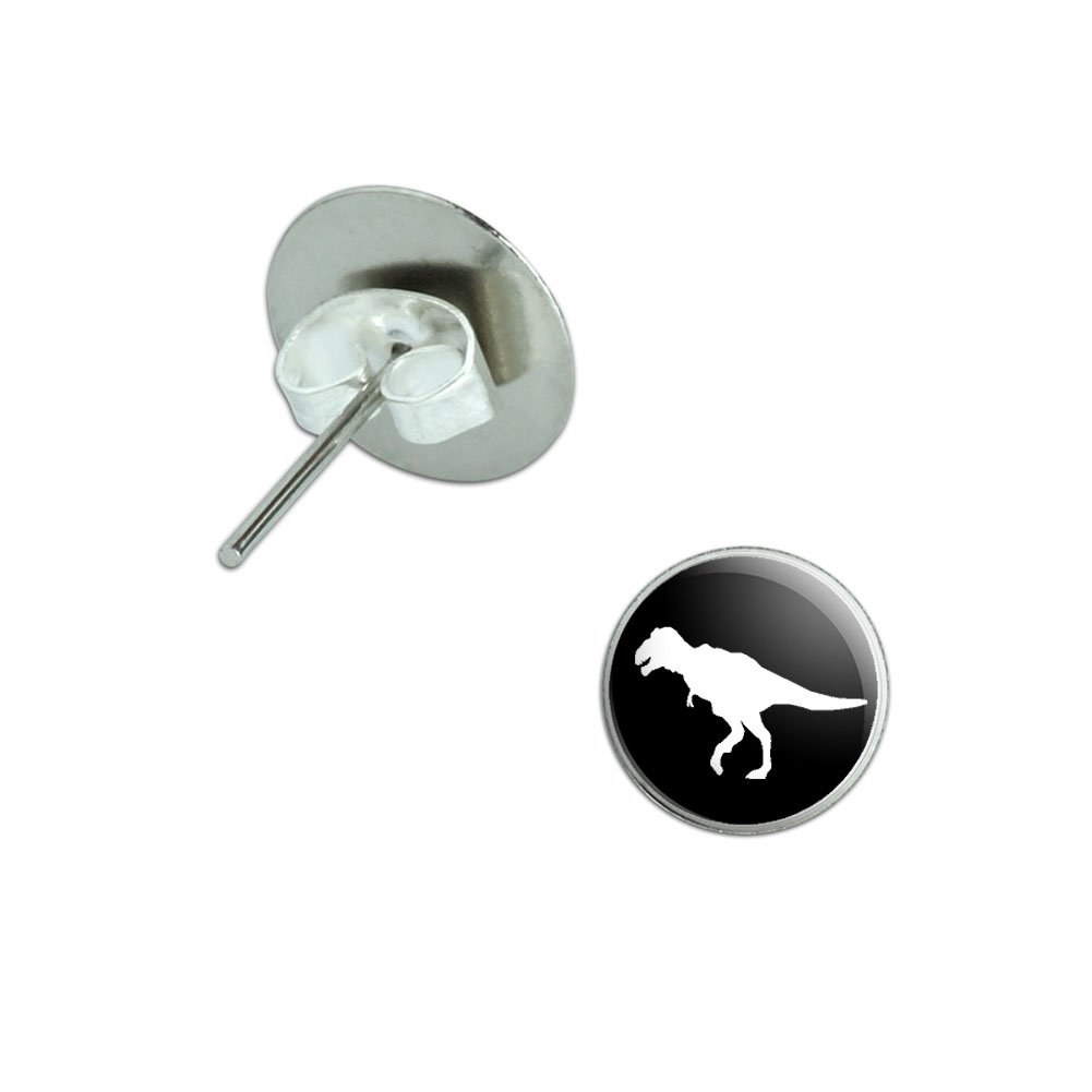 Dinosaur Tyrannosaurus Rex Silver Plated Stud Earrings for Women - Unique Dino Jewelry Gift for Birthday, Halloween, Cosplay, and Costume Parties