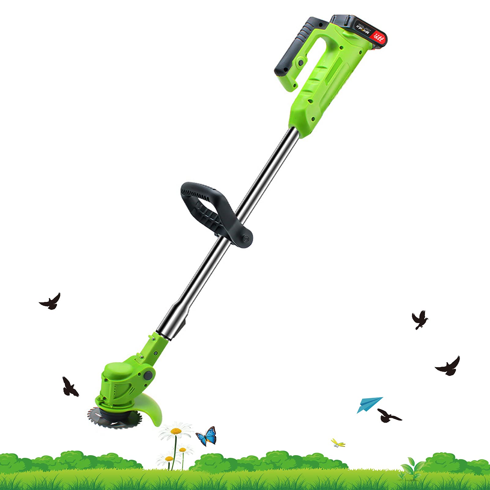 **Cordless Garden Strimmer & Lawn Edger Tool with Spare Blades - Lightweight Telescopic Pruning Cutter for Lawn Care - Perfect for Trimming Grass, Edging Borders & Maintaining Gardens**