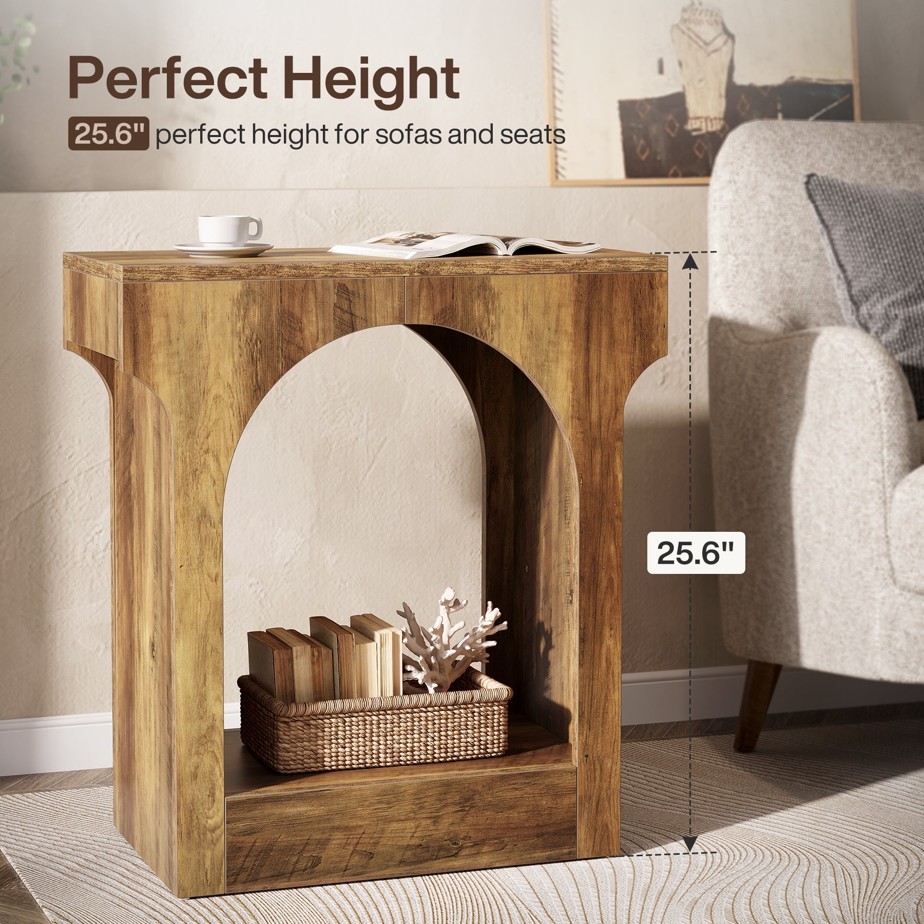 2-Tier Wood End Table with Storage Shelf - Modern Nightstand for Bedroom, Living Room, or Office - Perfect for Small Spaces & Home Organization