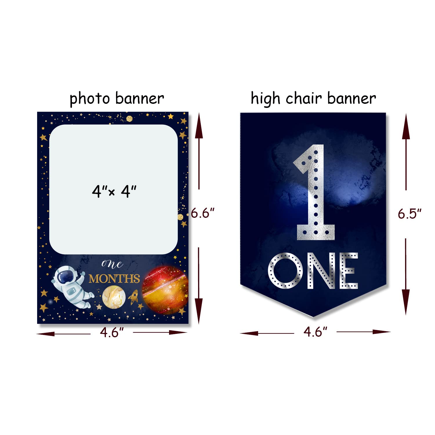 Space Photo Banner & High Chair Banner - First Birthday Party Decorations, Astronaut Theme Birthday Supplies for Baby Shower, Gender Reveal & Space-Themed Events