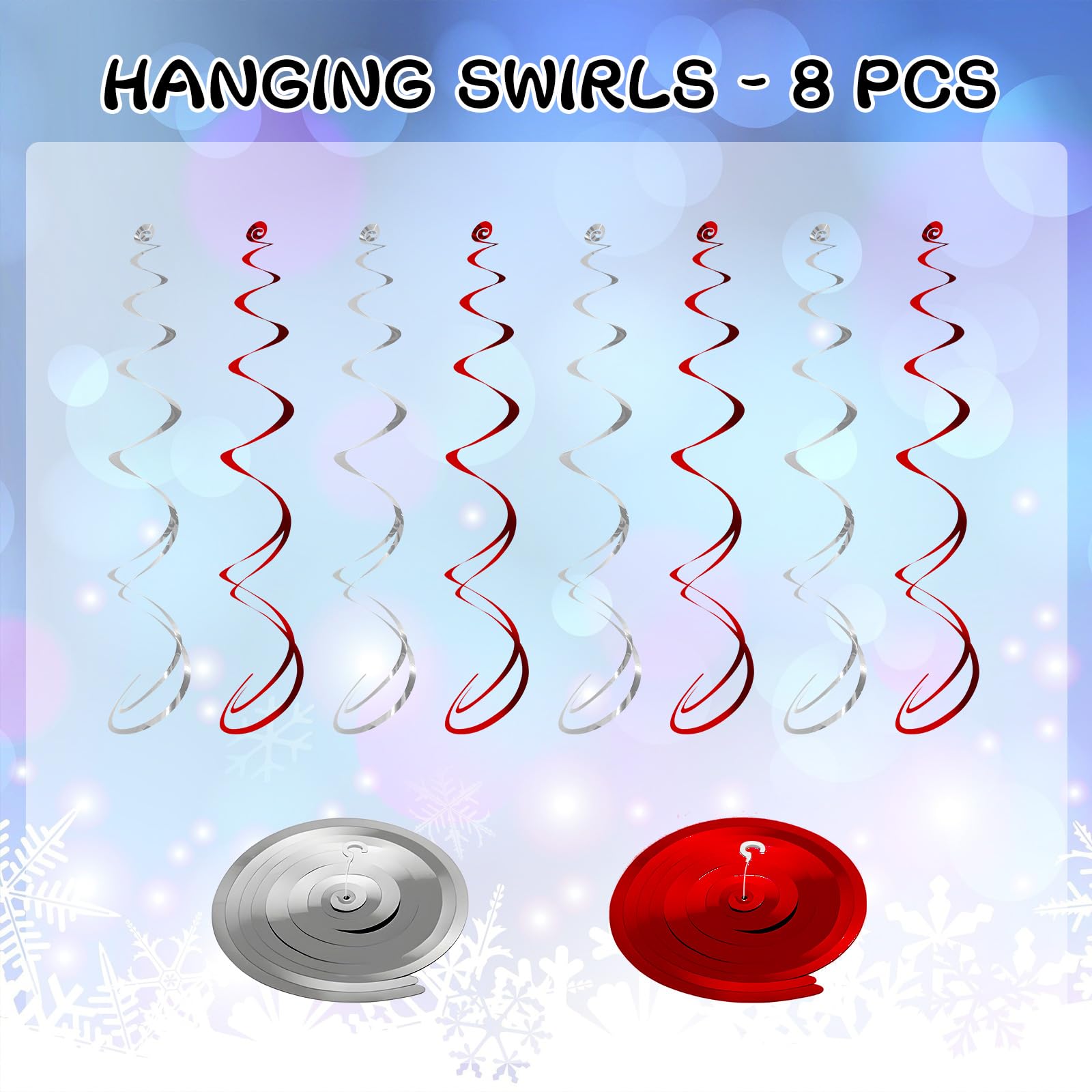 48 Pcs Christmas Hanging Swirl Decorations Set - Xmas Tree Ornaments, Ceiling & Wall Decor for Holiday Parties - Festive Ball Swirls for Home, Office & Outdoor Christmas Decorations