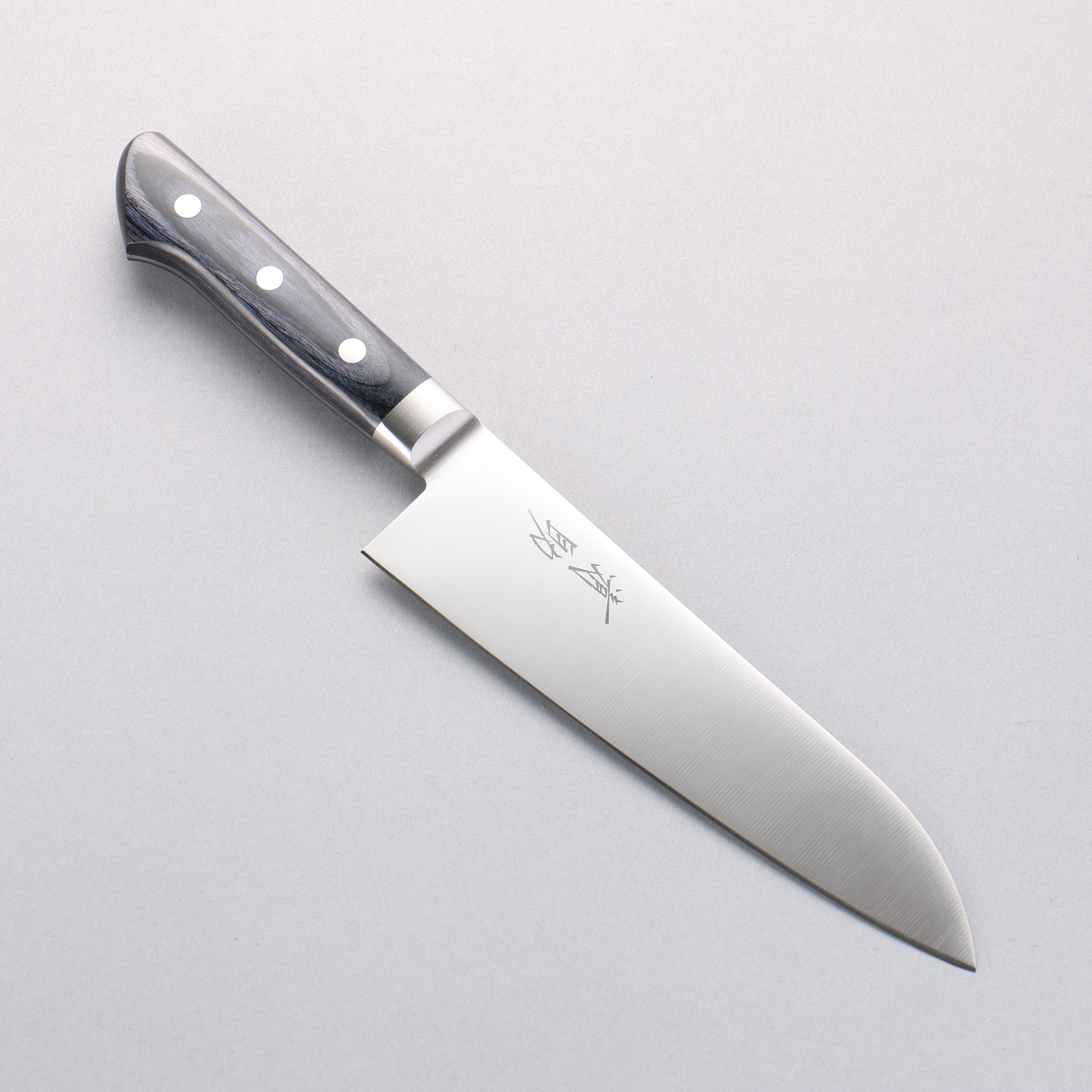 Premium Seisuke Seiten Molybdenum Santoku Knife 180mm - Japanese Chef Knife with Navy Blue Pakkawood Handle & Protective Sheath - Perfect for Sushi, Vegetables & Meat Cutting
