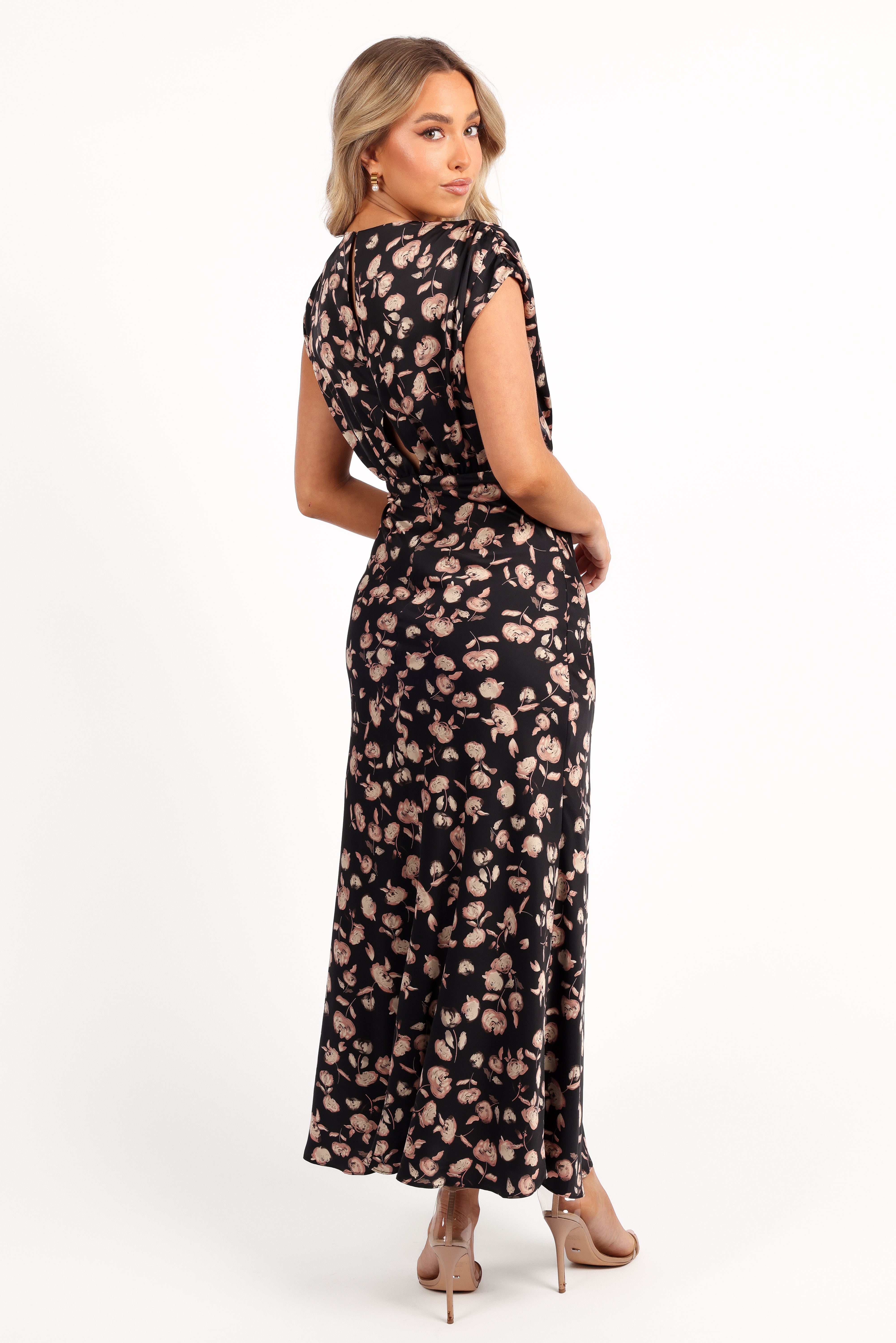 Amarlee Maxi Dress - Black Floral Print Long Summer Dress for Women | Beach Wedding Party Vacation Outfit