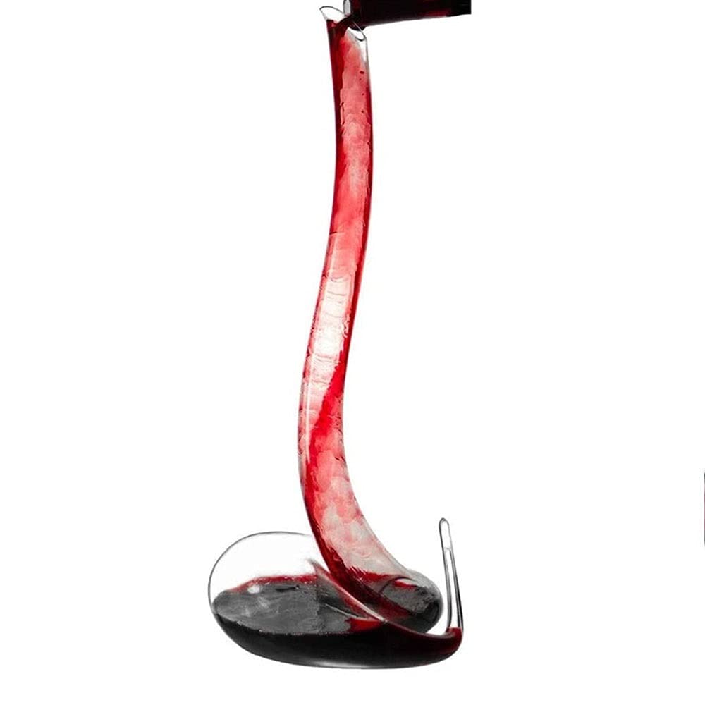 Premium Lead-Free Crystal Glass Wine Decanter - Elegant Cobra Snake Design with Free Cleaning Beads | Perfect for Red Wine Aeration, Home Bar Decor & Gift Giving