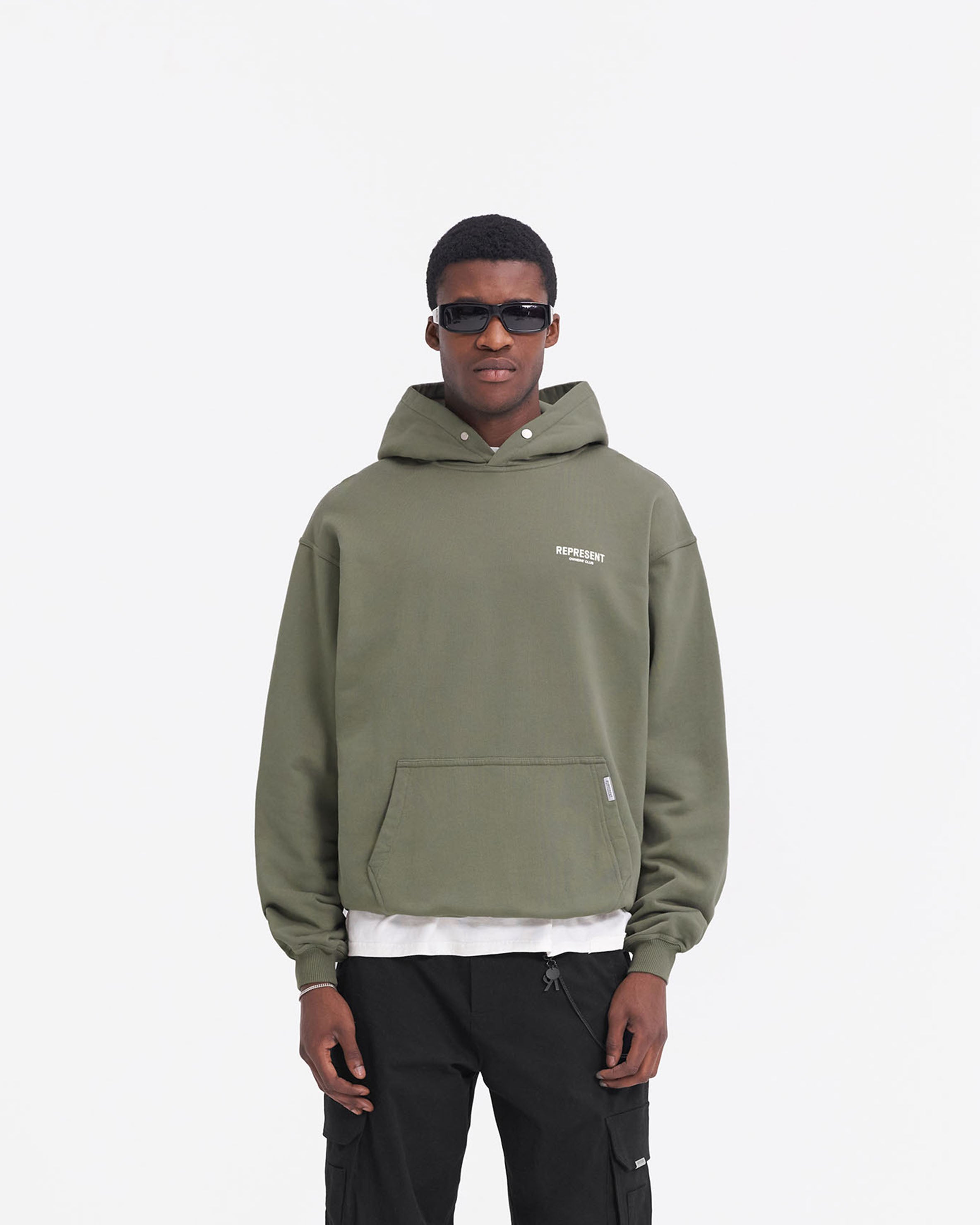 Represent Owners Club Hoodie - Olive Green Pullover for Men & Women | Streetwear Fashion, Casual Wear, Gym & Lounge Comfort