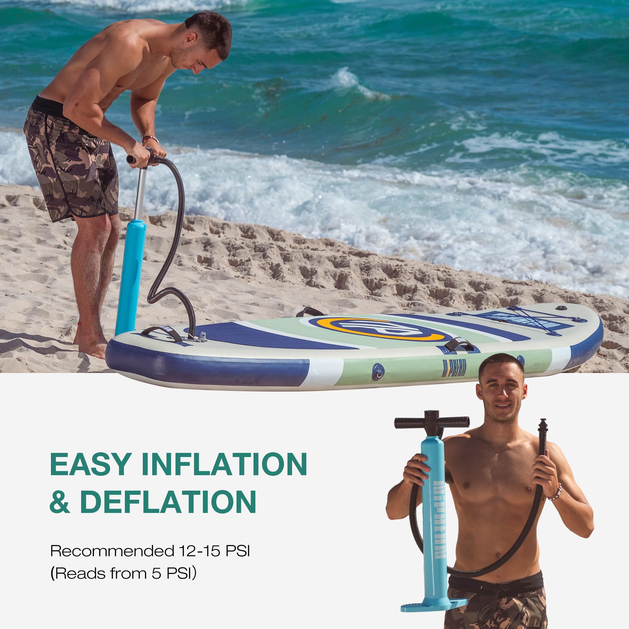 Niphean Inflatable Stand Up Paddle Board for Adults - 10ft SUP Board with Stable Fins, Durable SUP Accessories - Perfect for Beginners, Yoga & Water Sports - Great for Lakes, Rivers & Ocean Paddling