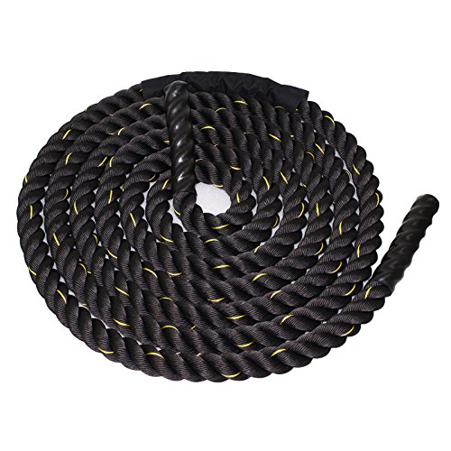ZENY Battle Rope 1.5/2 Inch Diameter 30ft/40ft/50ft - Poly Dacron Workout Rope for Strength Training & Muscle Building - Home Gym Equipment for Cardio, CrossFit & Full Body Conditioning