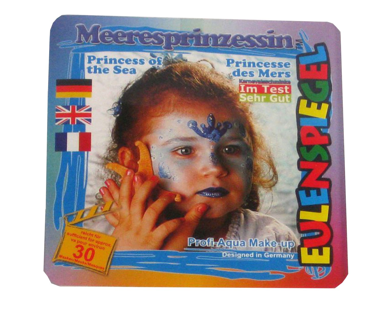 Halloween Face Paint Kit - Princess Makeup with White, Turquoise & Blue Glitter - Includes Brush for Costume Parties & Cosplay
