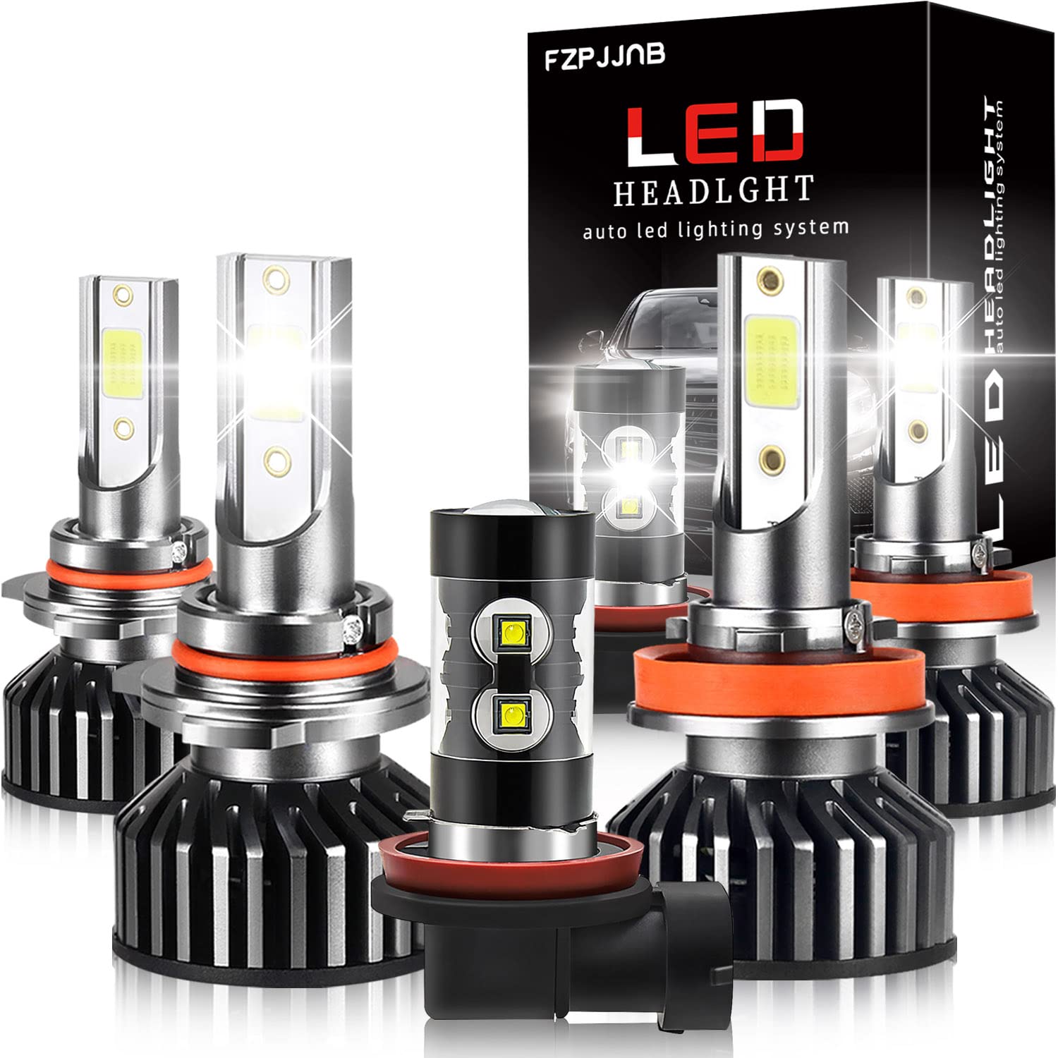 Premium LED Headlight Bulbs Combo for Mazda 3 (2010-2018) - 9005 High Beam & H11 Low Beam + H11 Fog Lights - 6000K Cool White Plug & Play Halogen Replacement - Pack of 6 - Perfect for Night Driving and Enhanced Road Visibility