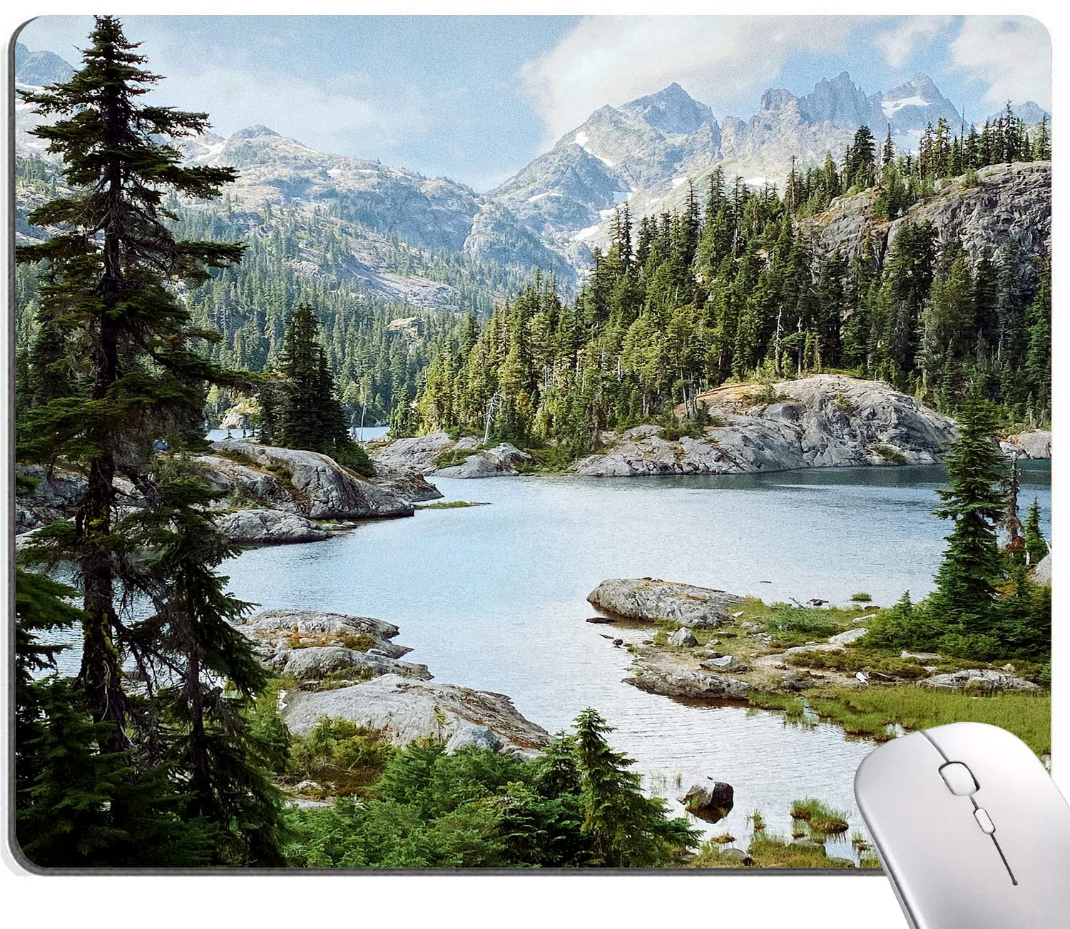 Premium Non-Slip Rubber Base Mouse Pad with Natural Forest Waterfall Design - Waterproof Square Mouse Mat for Office, Laptop & Gaming - Ergonomic Desk Accessory for Comfort & Precision Work