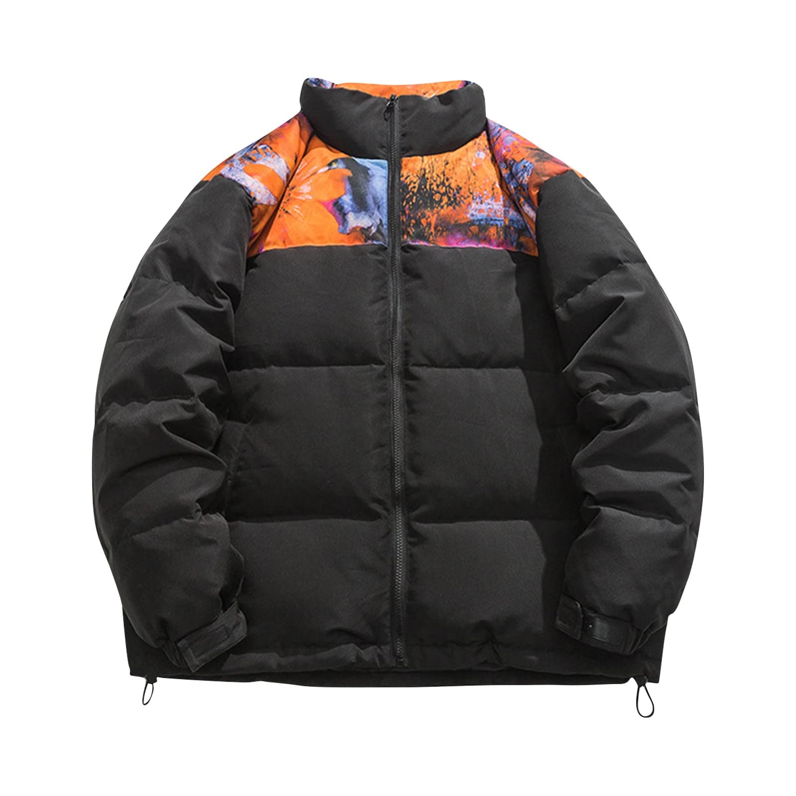 **HXHYQKP Men's Plus Size Casual Long Sleeve Parka Jacket - Graphic Polyester Coat for Outdoor Festivals, Streetwear & Everyday Comfort**