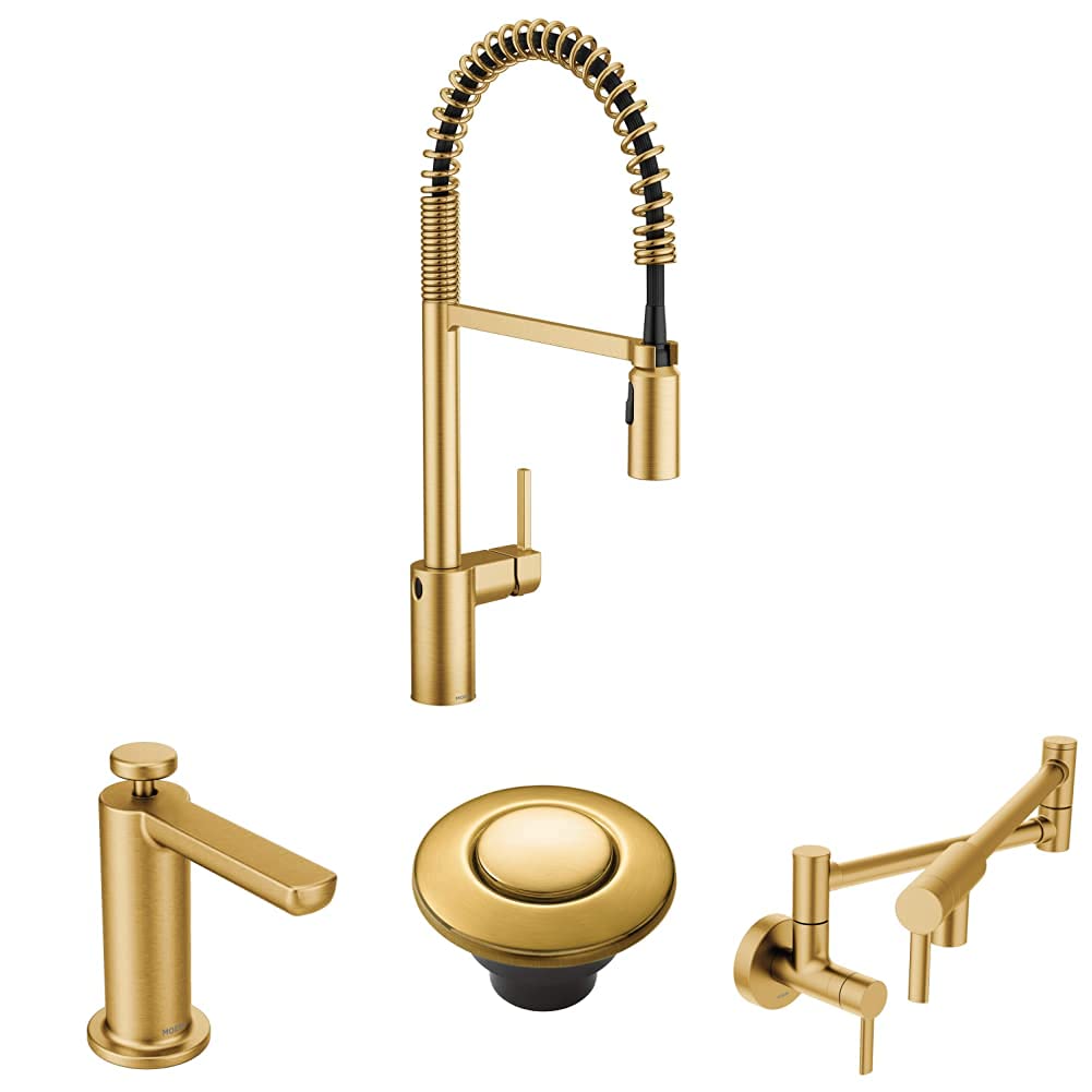 Moen Align Motionsense Wave Sensor Touchless High-Arc Pull-Down Kitchen Faucet with Soap Dispenser & Garbage Disposal Air Switch - Deck Mounted Stainless Steel for Modern Kitchens | Perfect for Cooking, Washing Dishes & Food Prep