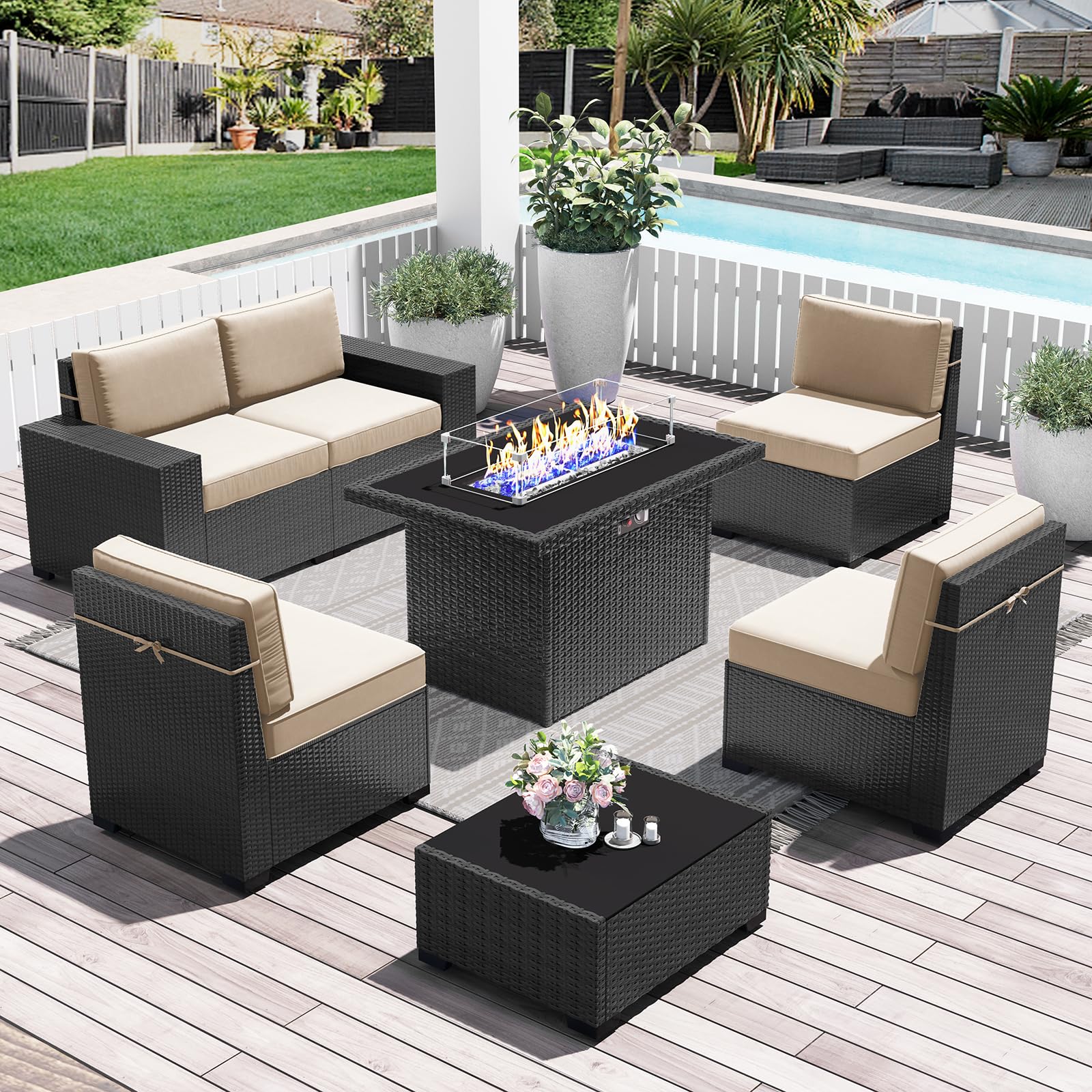 LayinSun 7-Piece Outdoor Patio Furniture Set with 44