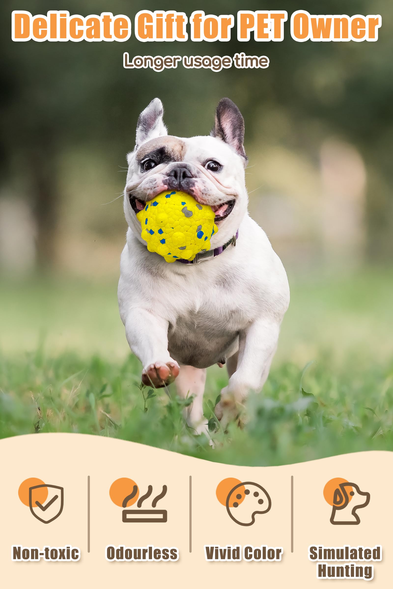Indestructible Dog Tennis Balls for Aggressive Chewers - 4 Pack Durable Bouncy Dog Toys for Teething, Fetch Games & Interactive Play - Medium Size Chew-Proof Dog Balls for Large Breeds - Perfect for Backyard, Park & Outdoor Playtime