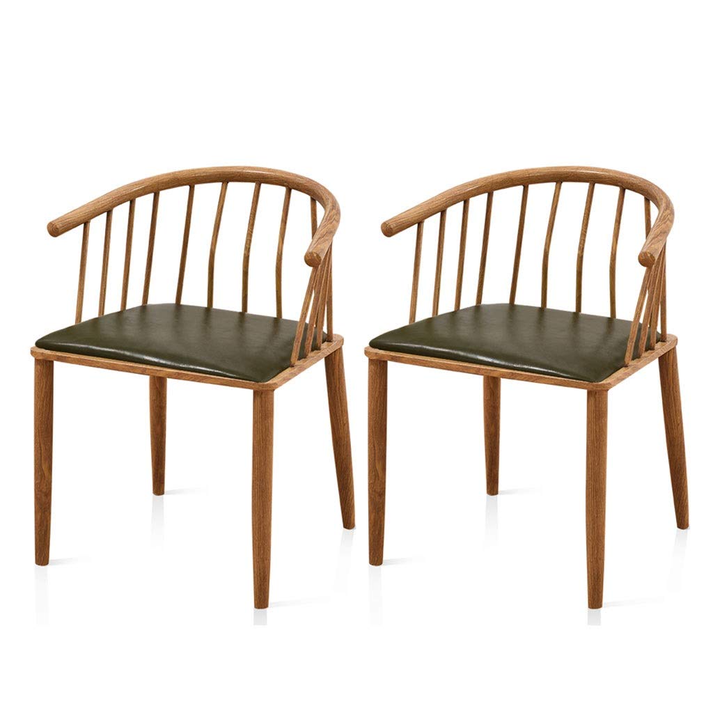 FABAX 2-Piece Leather Dining Chairs with Iron Legs - Comfortable Modern Kitchen Chairs for Home, Cafe & Tea Shop (Green) | Perfect for Small Spaces & Breakfast Nooks