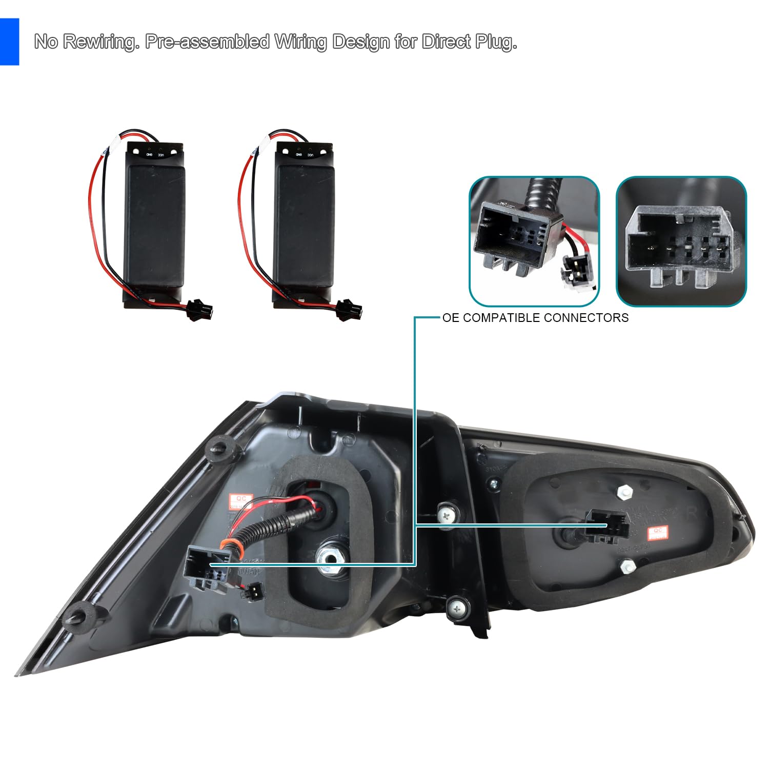 Spec-D Tuning Black LED Bar Tail Lights for 2015-2017 VW Golf GTI - Left & Right Pair Assembly - Enhanced Night Visibility & Style Upgrade for Street & Performance Driving
