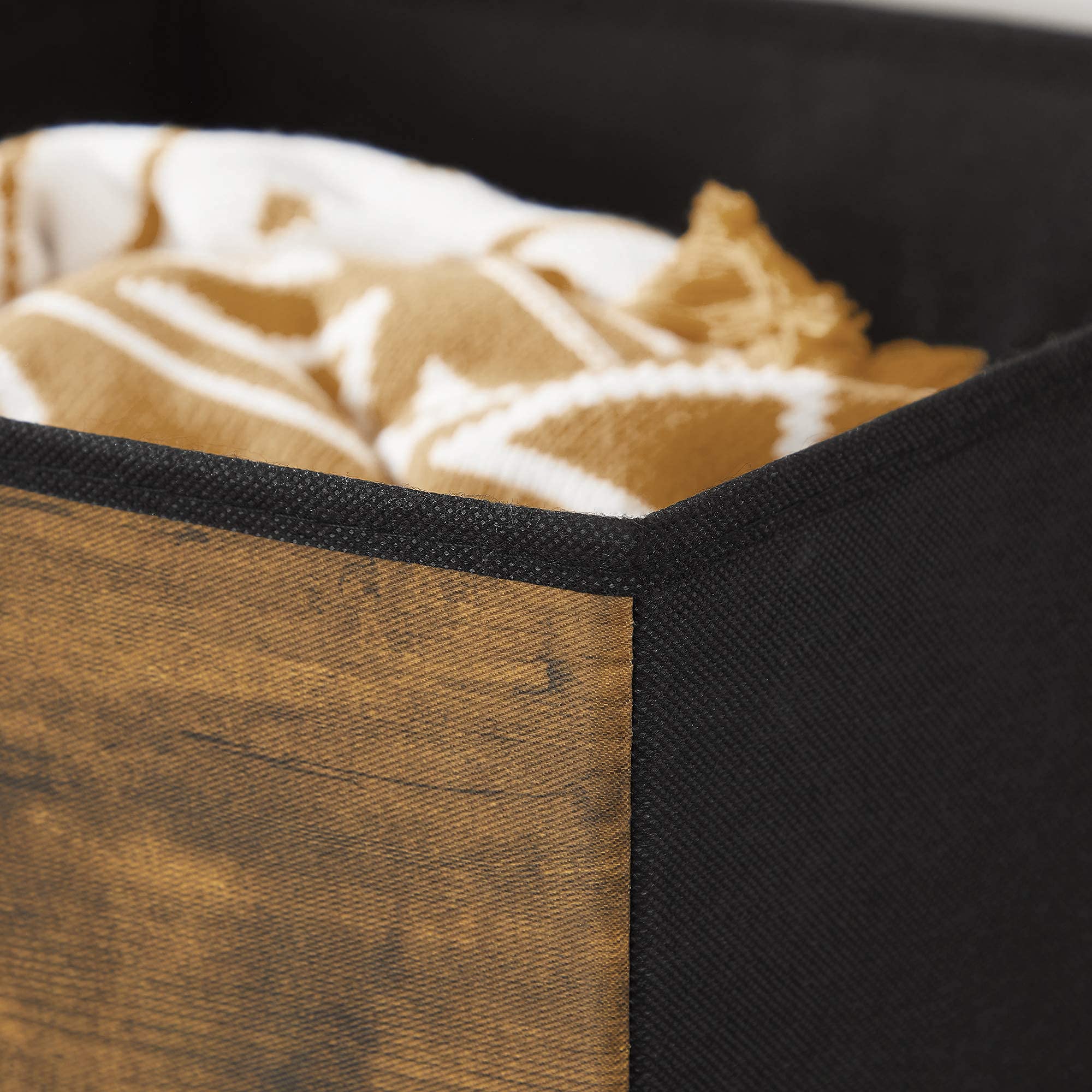 SONGMICS 6-Pack Foldable Storage Cubes with Handles - 11.8x11.8x11.8 Inch Fabric Storage Bins for Closet, Shelves & Home Organization (Rustic Brown & Black) | Perfect for Toys, Books & Seasonal Items