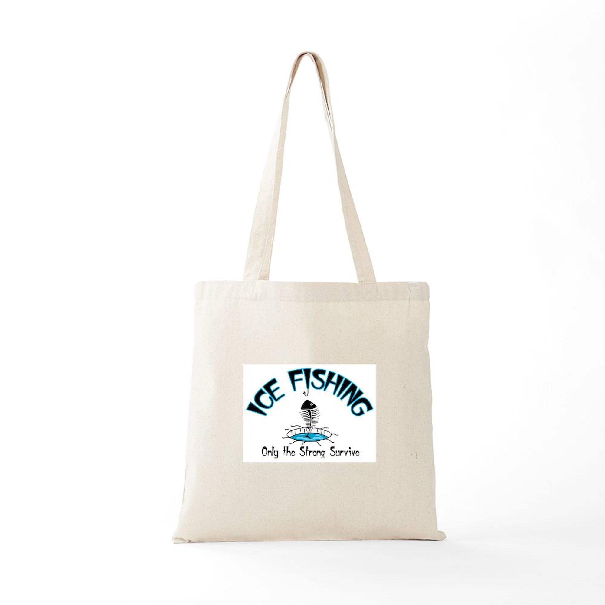 Ice Fishing Tote Bag - Natural Canvas Reusable Shopping Bag for Groceries, Beach & Outdoor Activities | Eco-Friendly & Durable