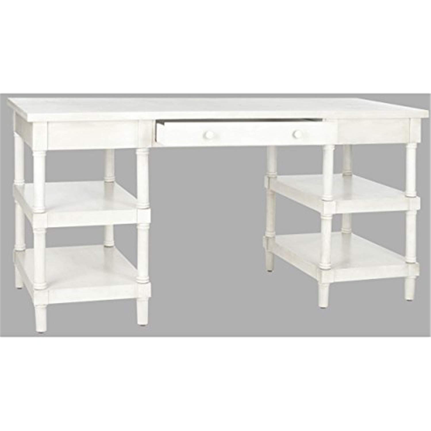 Safavieh American Homes Collection Dixon Washed White Wooden Desk - Vintage Style Home Office Furniture for Study Room & Workspace