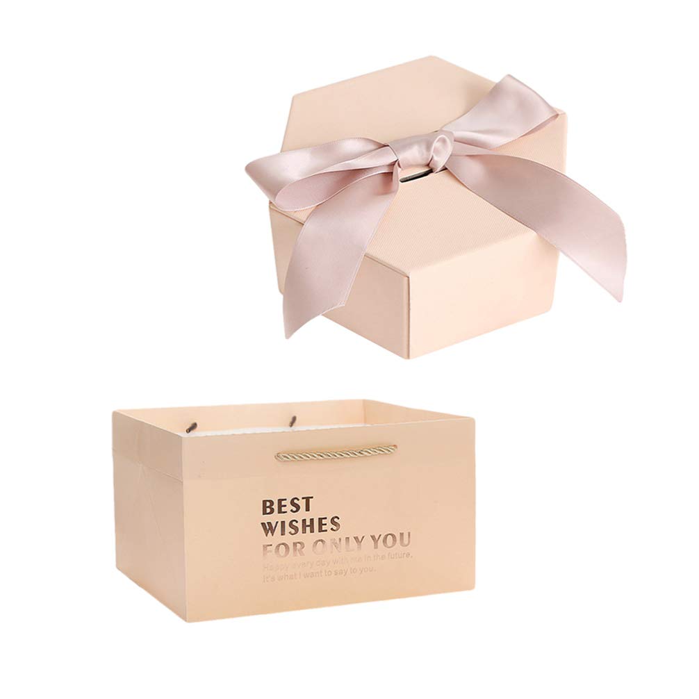 Valentine's Day Gift Box Set - 9.4 x 8.2 Inch Hexagonal Paper Gift Boxes with Lids & Matching Bags for Birthday, Wedding, Party Favors | Perfect for Romantic Presents, Holiday Celebrations & Special Occasions