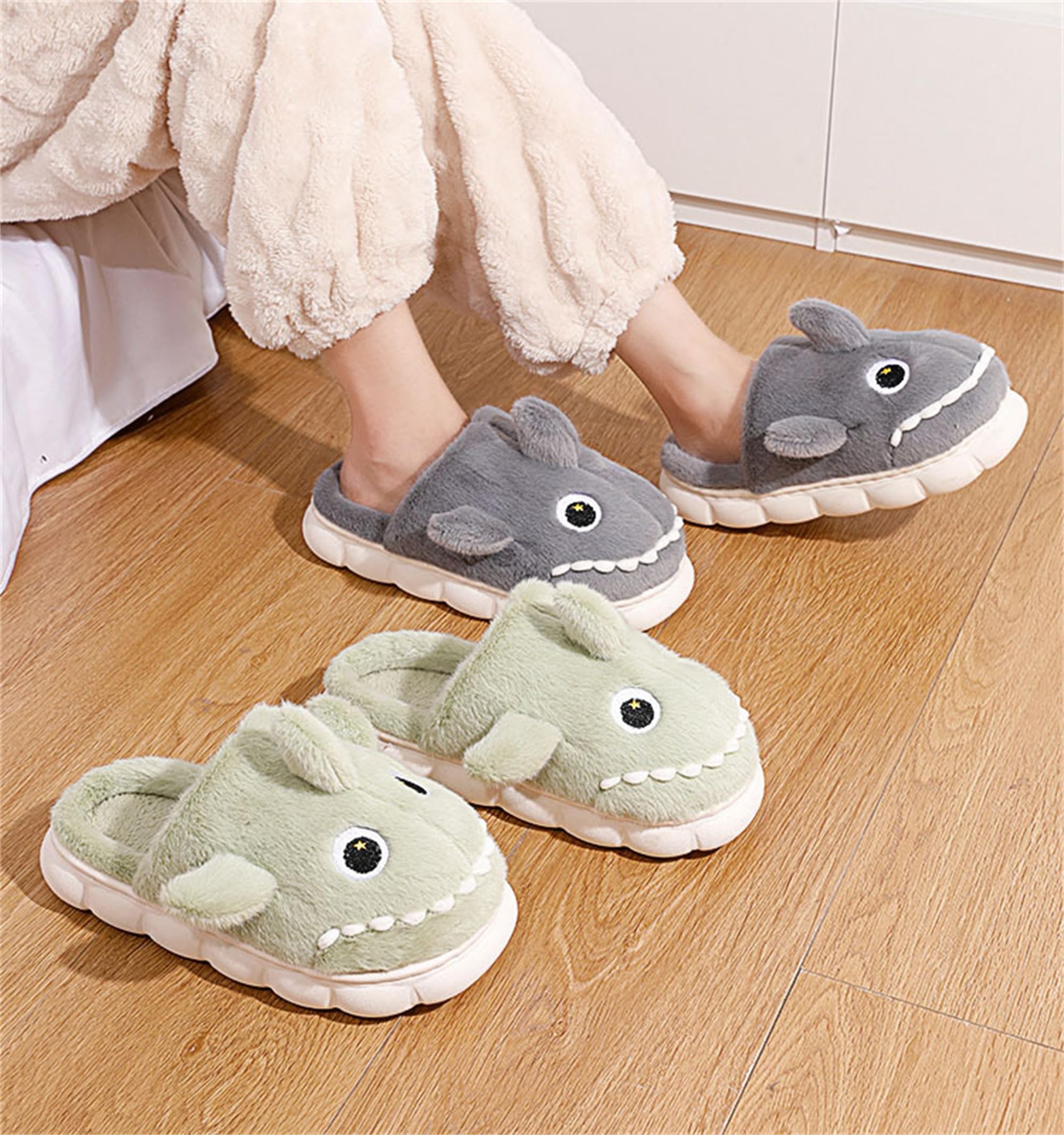 Women's Cotton Dinosaur Slippers - Cozy Plush Animal House Shoes for Indoor Comfort - Perfect for Relaxing at Home, Lounging & Gift Giving