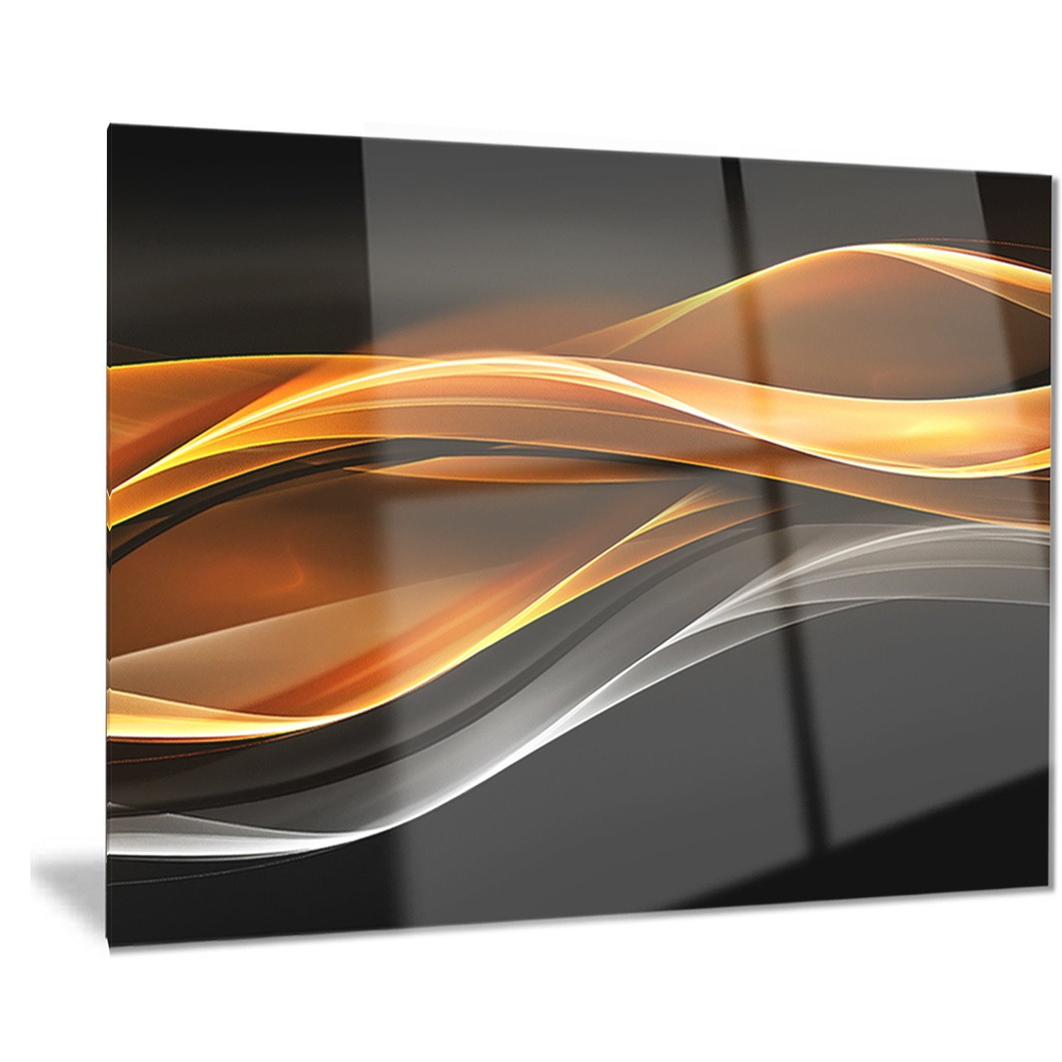 Designart Gold Silver Inward Lines Abstract Digital Art Metal Wall Decor - 12x28 Inches, Modern Home & Office Wall Art - Perfect for Living Room, Bedroom, or Office Decoration