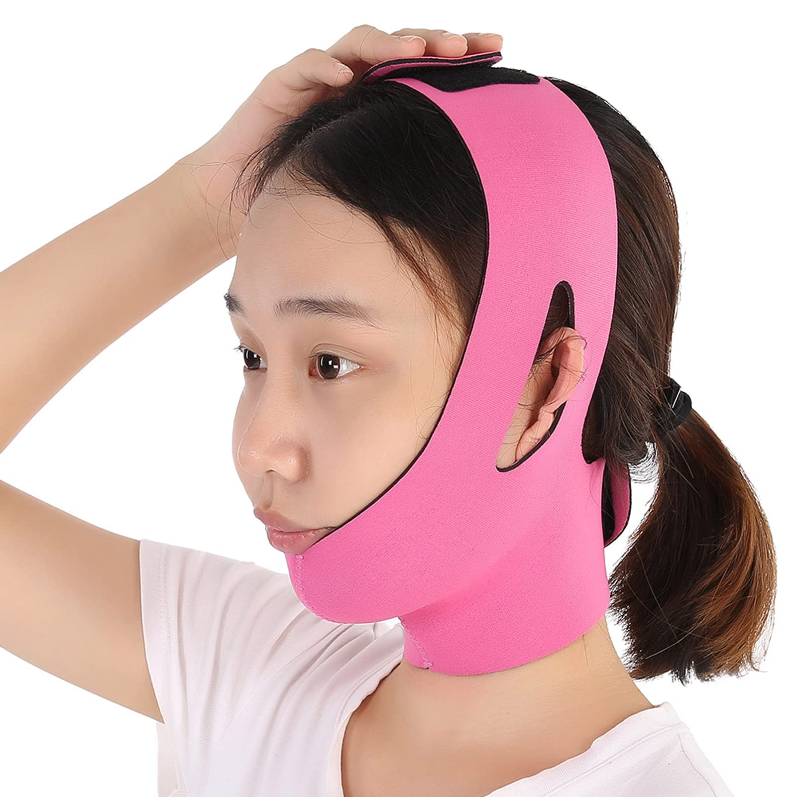 V Line Lifting Face Slimming Bandage Belt - Rose Red Double Chin Strap & Facelift Mask for Skin Tightening | Perfect for Home Spa, Beauty Routine & Anti-Aging Care