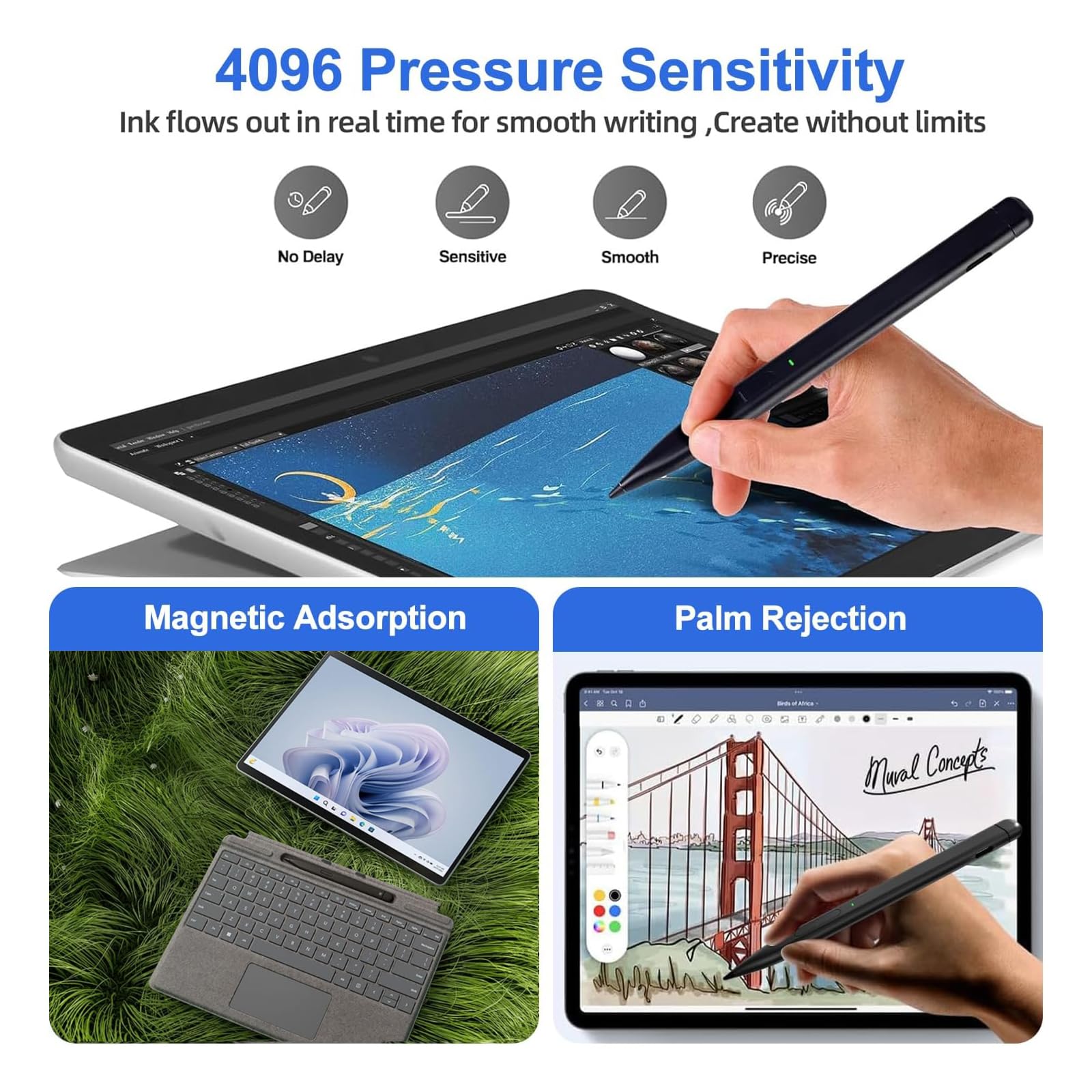 Surface Pro 9 Keyboard with Slim Pen | Bluetooth Wireless Backlit Type Cover | Compatible with Microsoft Surface Pro 9/8/X | 13-inch Laptop Keyboard | Perfect for Work, Study & Creative Projects