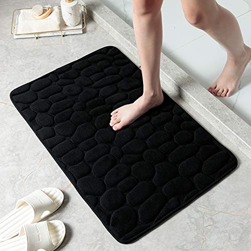 Premium Memory Foam Bath Mat - Ultra Soft, Quick-Dry & Water Absorbent Non-Slip Bathroom Rug - Stone Pattern Washable Floor Mat (15.6
