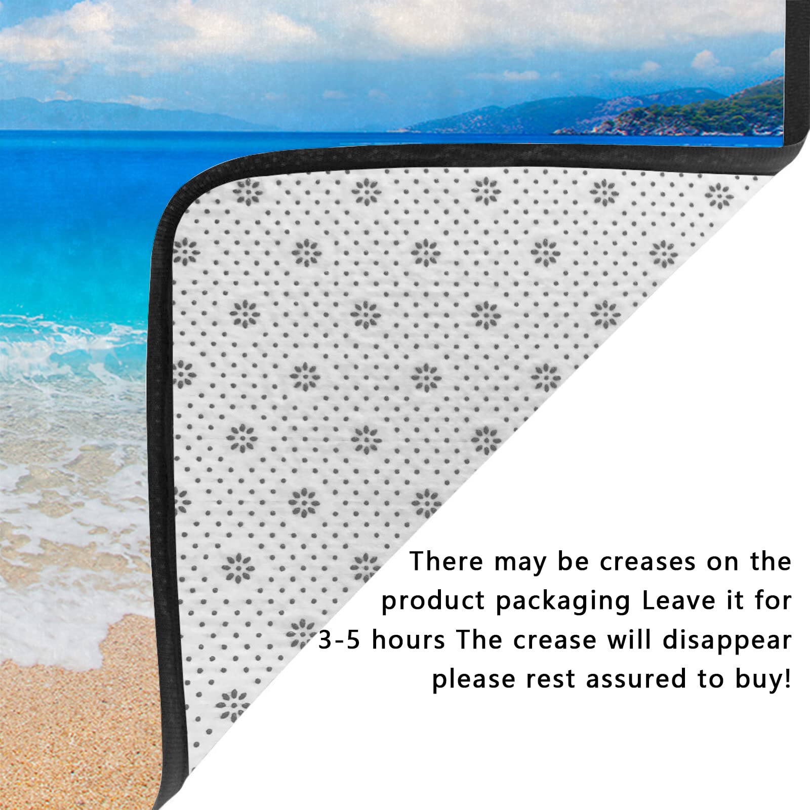 Washable Non-Slip Sponge Rug Pad - Super Soft Extra Thick Floor Mat for Kids Bedroom, Living Room, Bathroom & Dorm | Tropical Beach Waves Design | Perfect for Indoor Home Decor, Play Areas & Cozy Spaces