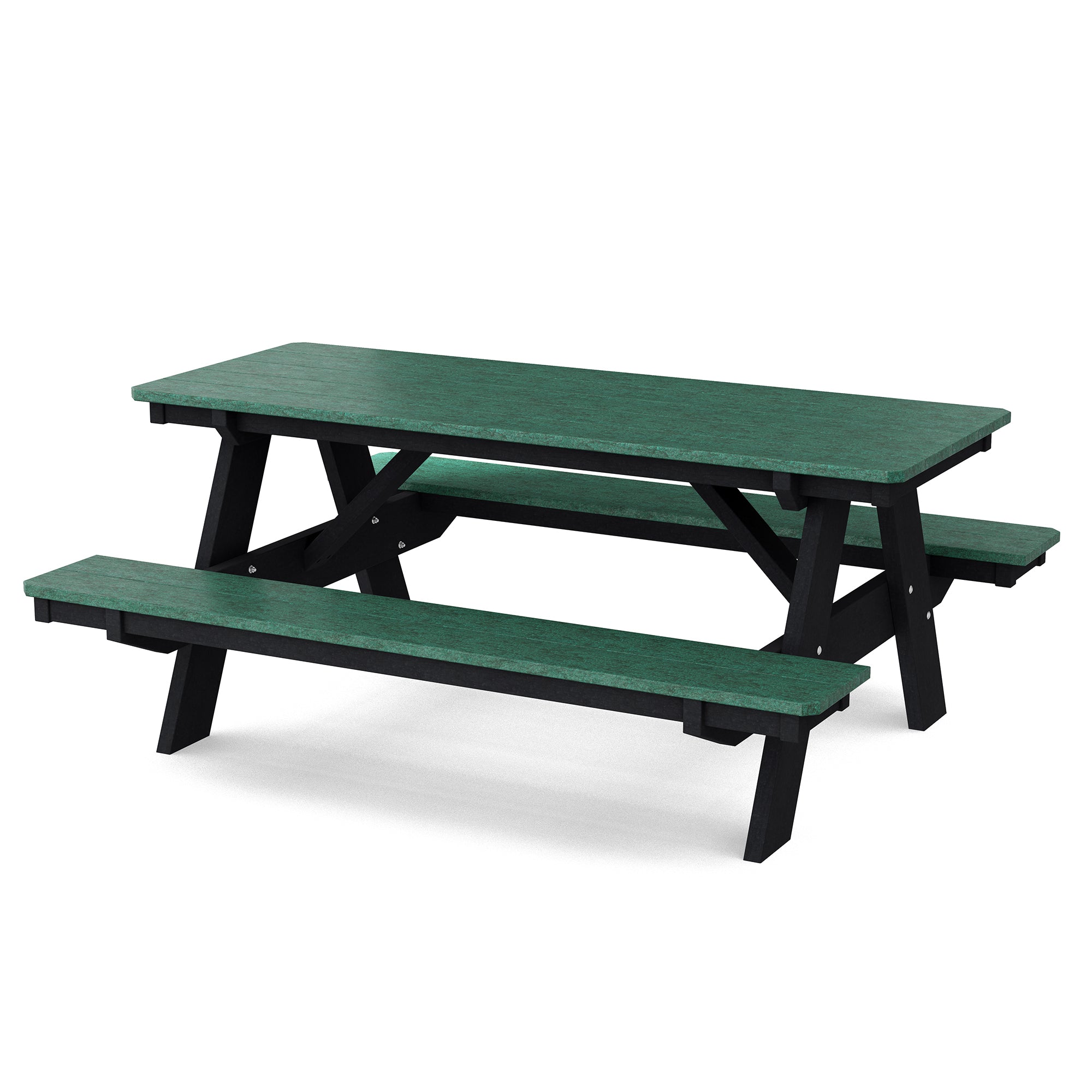 Heritage 72 Inch Outdoor Picnic Table with Attached Benches - Durable All-Weather Patio Furniture for Backyard, Garden, and Park Gatherings
