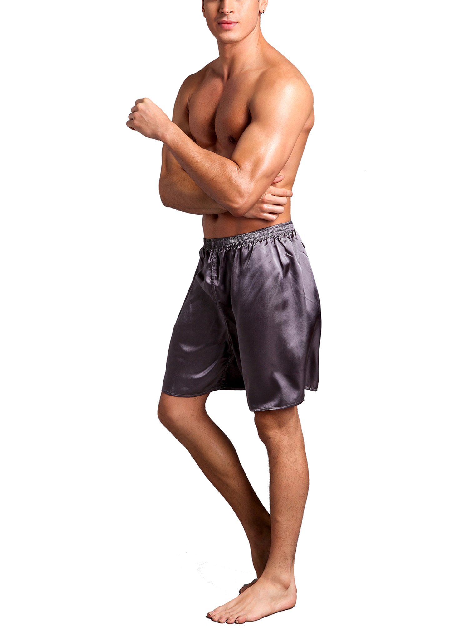 Men's Satin Sleep Shorts 2-Pack - Soft Lounge Shorts for Comfortable Nightwear & Relaxing at Home
