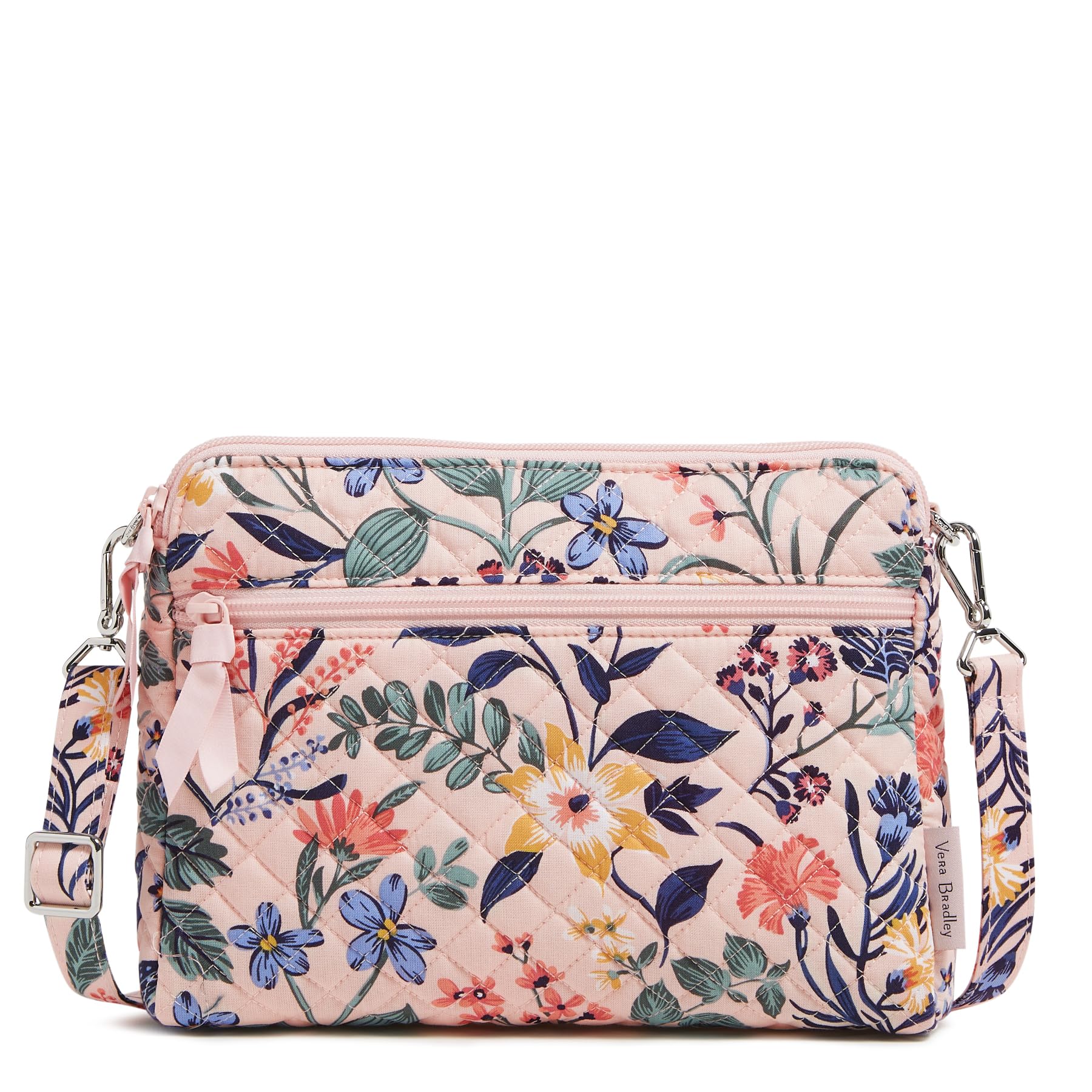 Vera Bradley Cotton Triple Compartment Crossbody Purse for Women | Lightweight Travel Bag | Everyday Essentials Organizer | Perfect for Shopping, Work & Travel
