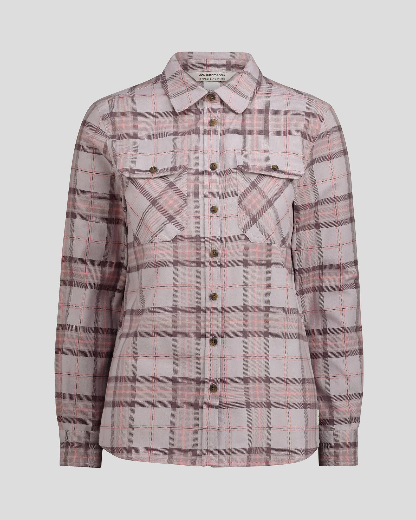 Women's Carrillon HF Long Sleeve Plaid Shirt - Soft Cotton Button Down Top for Casual Wear & Outdoor Adventures | Mountain Dove Plaid Pattern