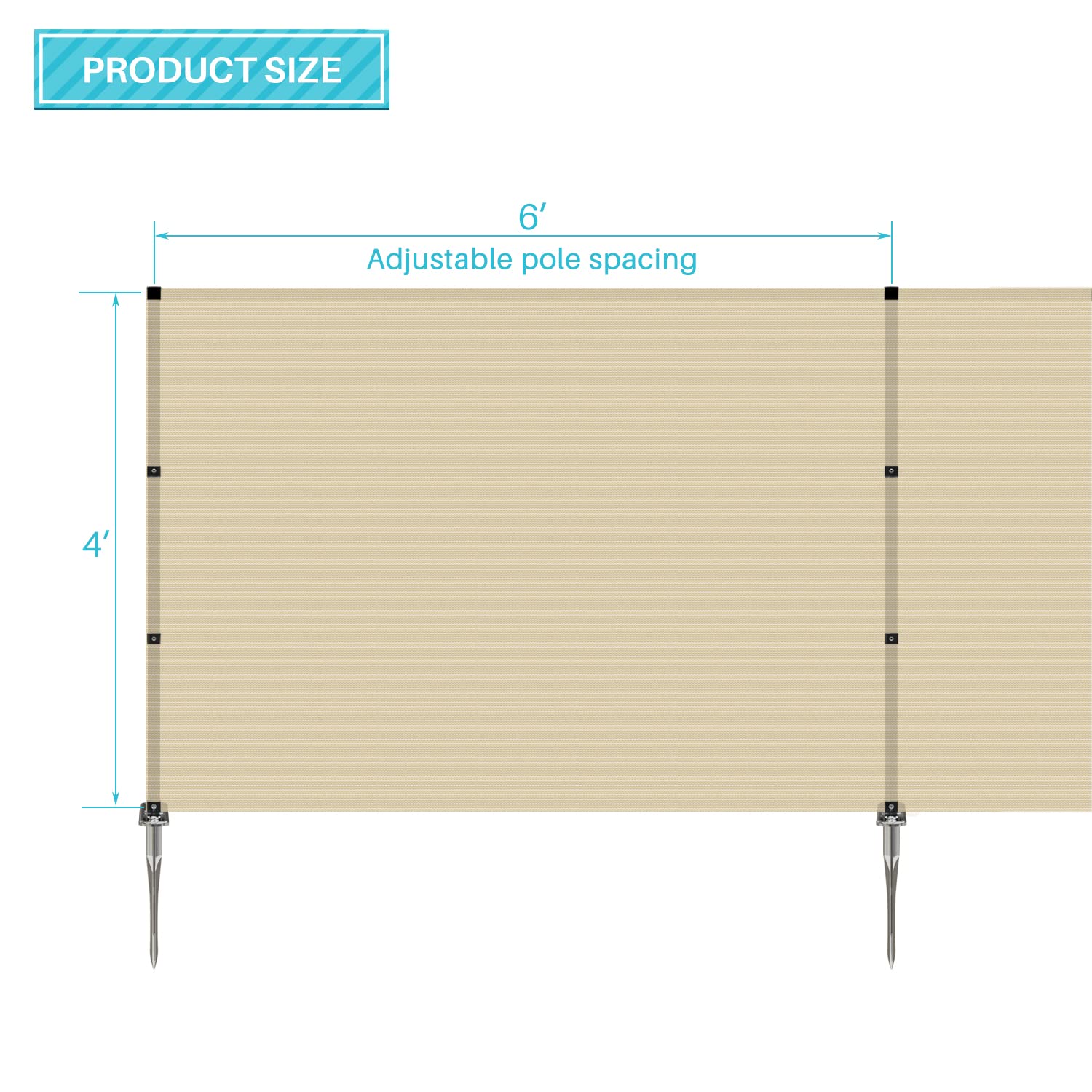 Coarbor 4'x8' Removable Outdoor Privacy Fence Panel - Beige Garden Barrier for Pools, Dogs, Chickens & Vegetable Protection | Durable Backyard Border Fencing with Spikes & Poles | Perfect for Patio, Yard Security & Pet Containment