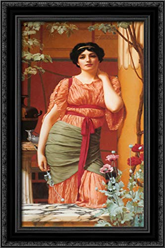 John William Godward 16x24 Black Ornate Wood Framed Canvas Art - Classic Home Wall Decor for Living Room, Bedroom & Office | Nerissa Painting Reproduction