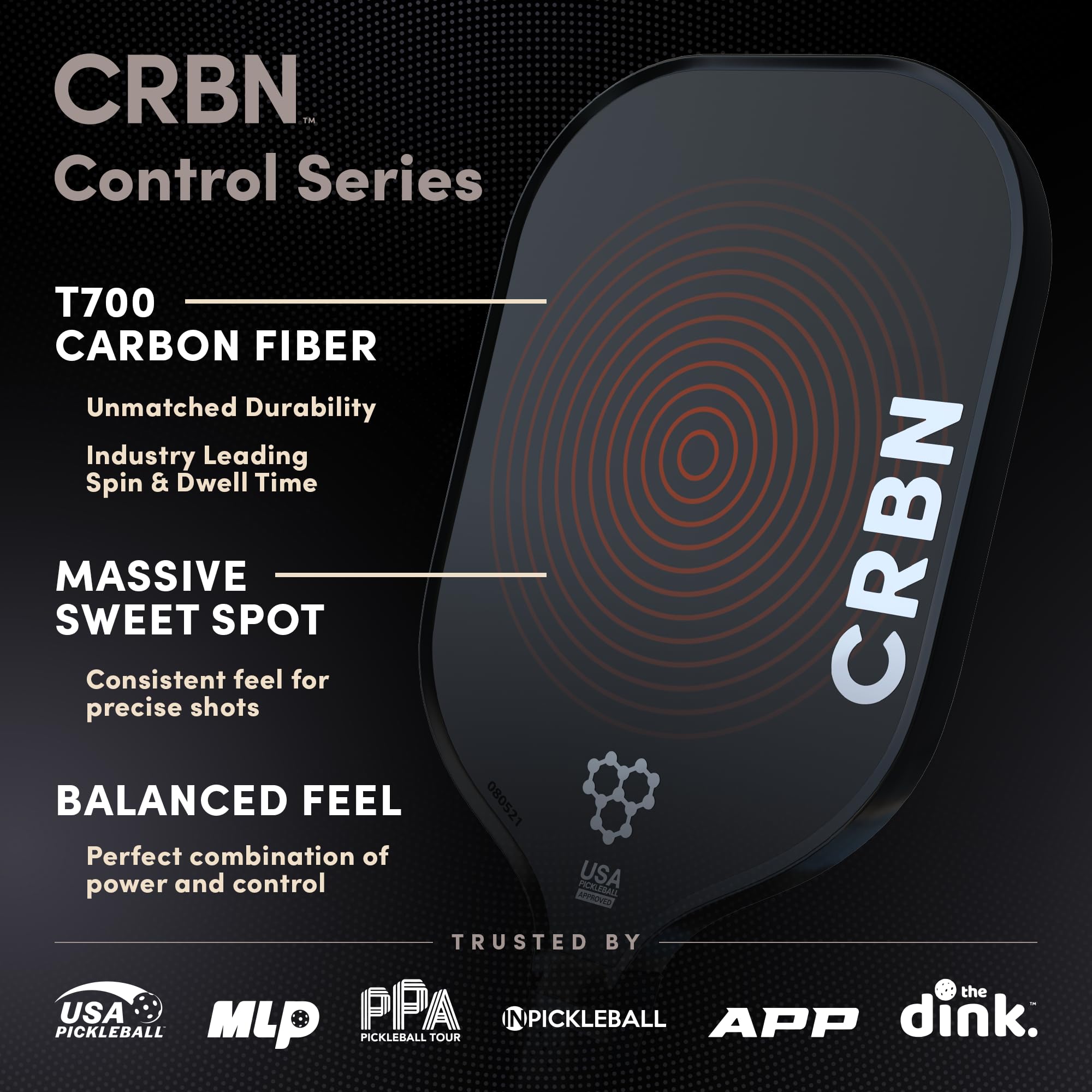 Premium CRBN1 & CRBN2 Carbon Fiber Pickleball Paddles - Honeycomb Poly Core for Power & Control - Ideal for Tournaments & Recreational Play
