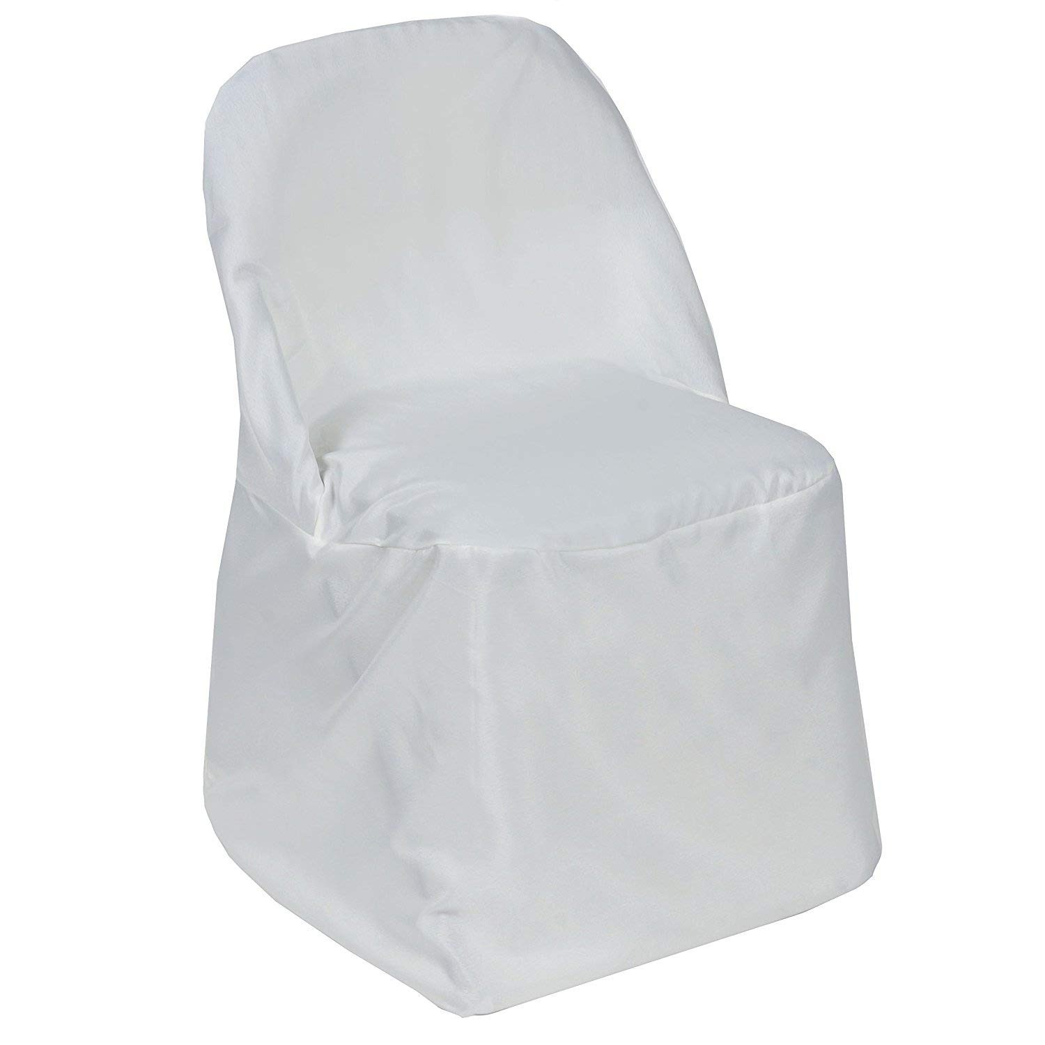 50 Pack Ivory Round Polyester Chair Covers - Washable Folding Seat Covers for Wedding, Party, Banquet & Dining Decorations - Perfect for Reception, Ceremony & Event Decor