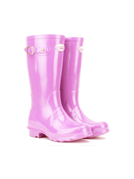 Rockfish Kids' Wellington Boots - Glossy Pink Waterproof Rain Boots for Girls & Boys - Perfect for Outdoor Play, Puddle Jumping & Gardening