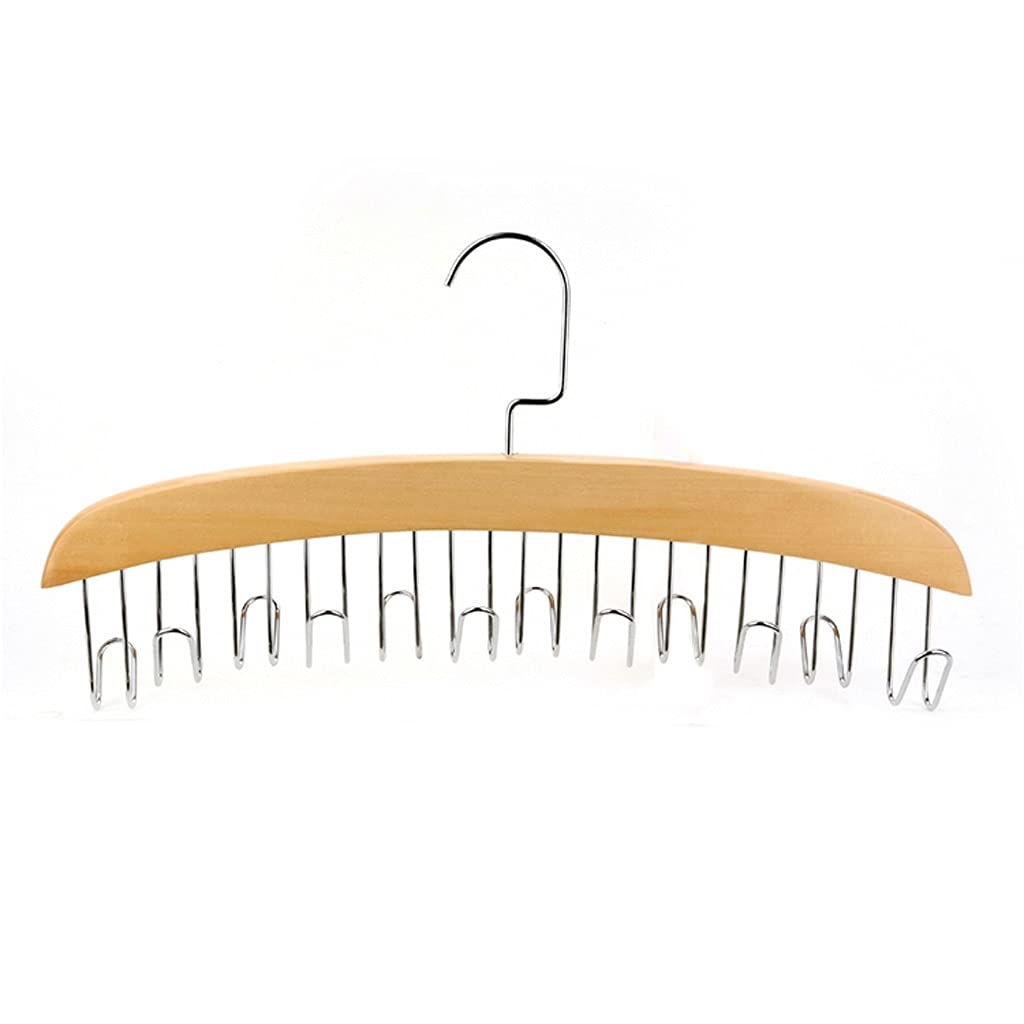 Multifunctional Wooden Belt Tie Scarf Rack Hanger with 12 Metal Hooks - Closet Wardrobe Storage Organizer for Belts, Ties, Scarves & Accessories (Natural Color) - Perfect for Bedroom, Closet & Entryway Organization