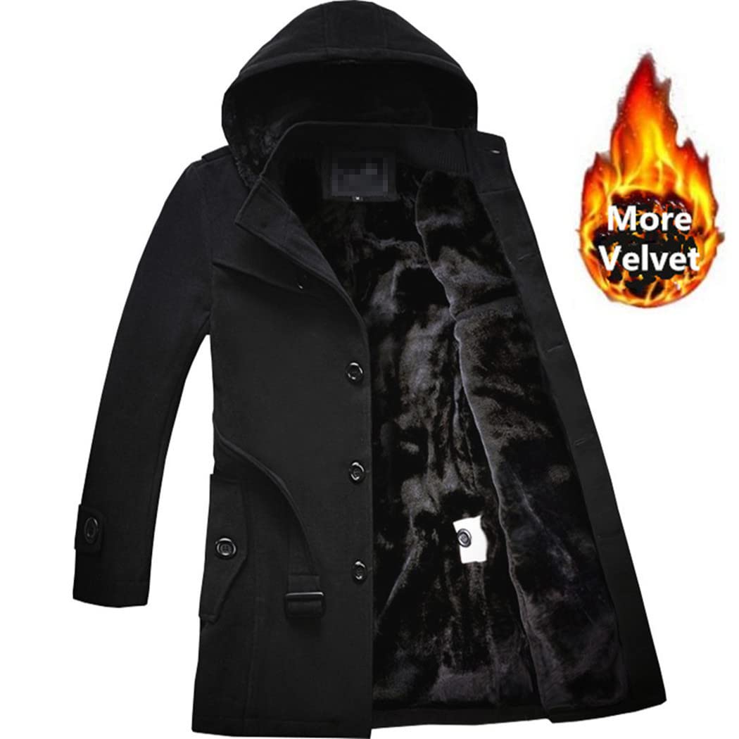 Men's Winter Trench Coat - Long Wool Overcoat with Thick Warm Lining | Water-Resistant Outerwear for Business, Office & Formal Occasions