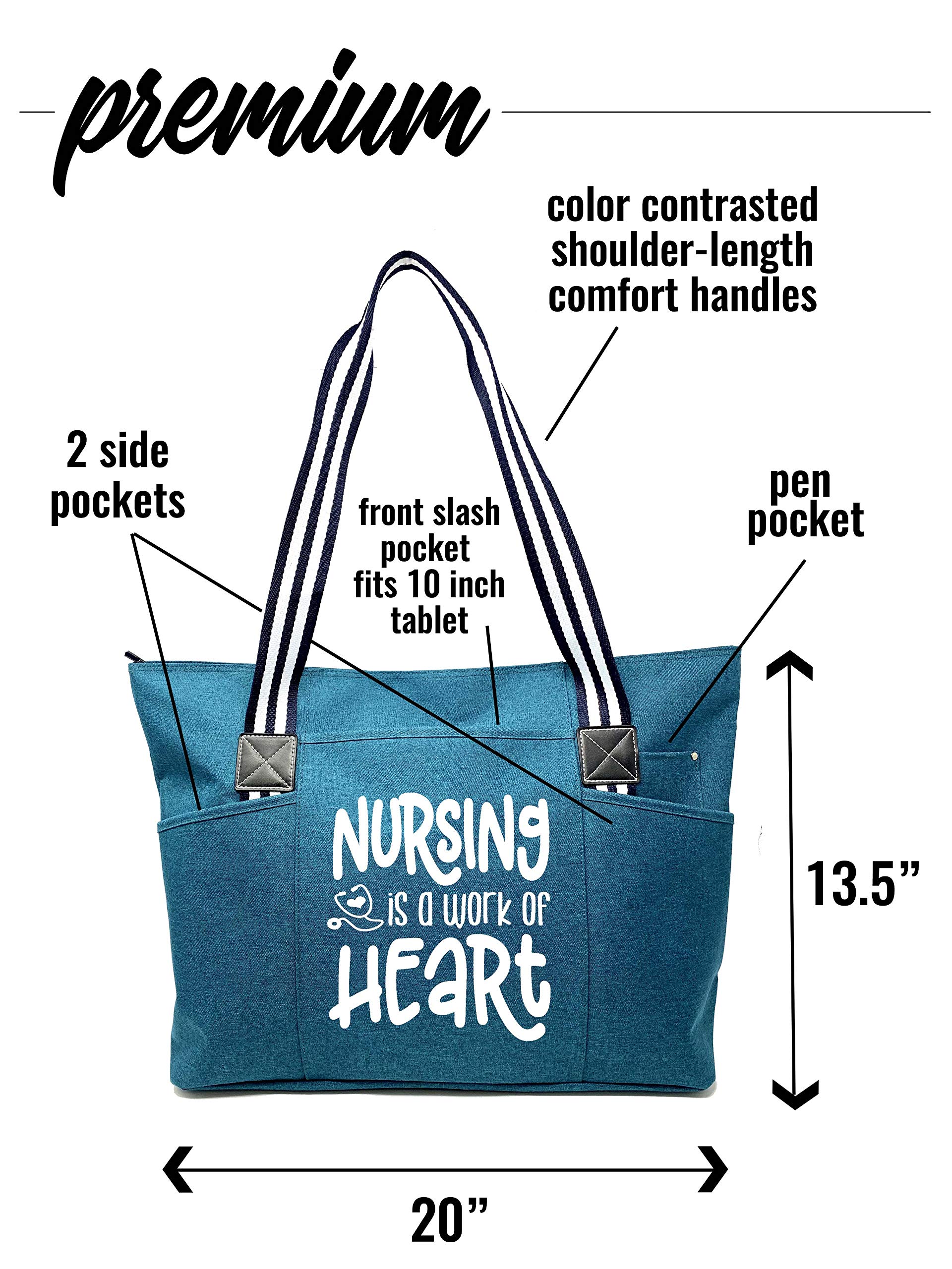 **Large Nurse Tote Bag for Work - Durable Nursing Bag with Zipper, Multiple Pockets & Reinforced Straps - Spacious Medical Bag for Nurses & Healthcare Professionals - Perfect for Hospital Shifts, Clinics & Travel**