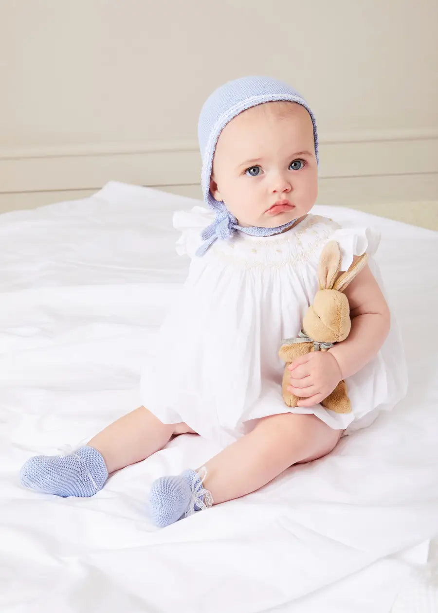 Hand Smocked Sleeveless Romper for Baby Girls - White (3-18 Months) | Perfect for Summer Outfits, Photoshoots & Special Occasions