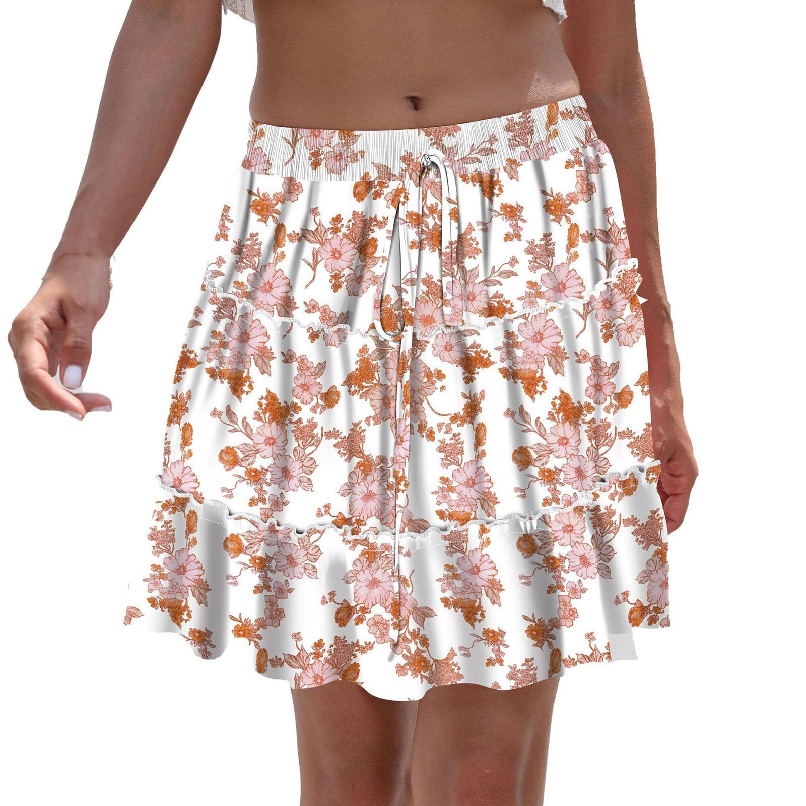 Women's Flowy Boho Floral Skorts - Casual Ruffle Mini Skirts for Running, Tennis & Beach | Hawaiian Party Outfits & Summer Vacation Wear