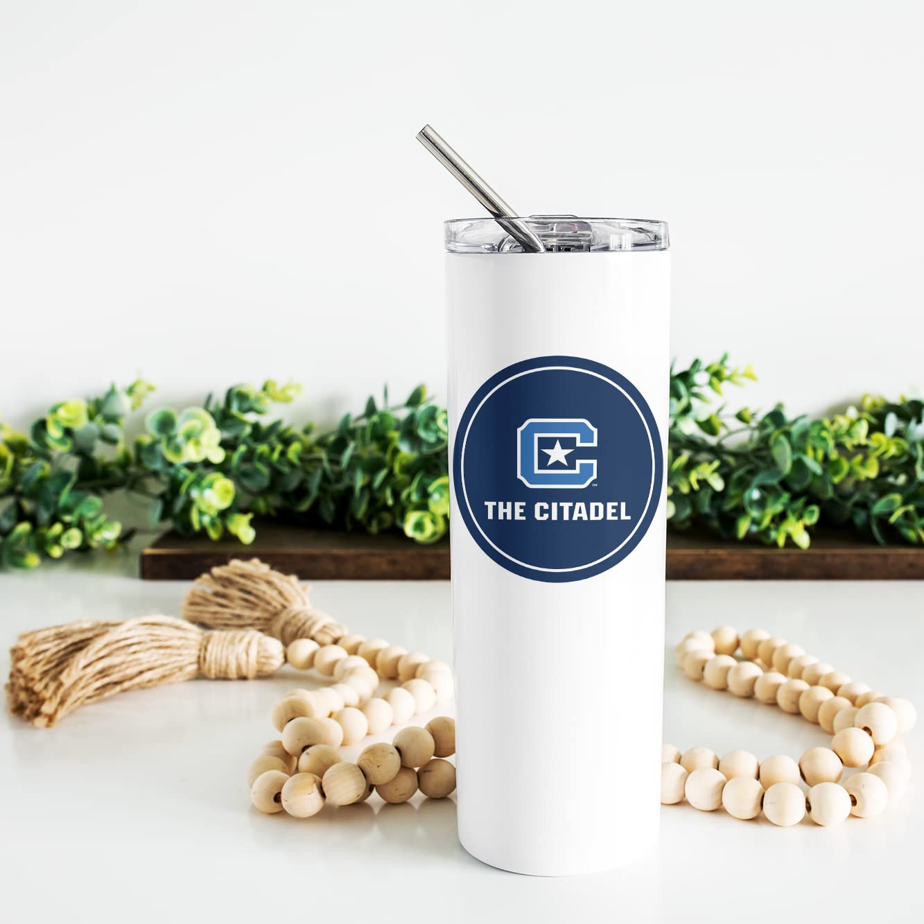 The Citadel Skinny Stainless Steel Tumbler with Straw & Lid - 20oz Double Wall Insulated Water Bottle - Keeps Drinks Hot/Cold for Hours - Perfect for Office, Gym, Travel & Outdoor Activities