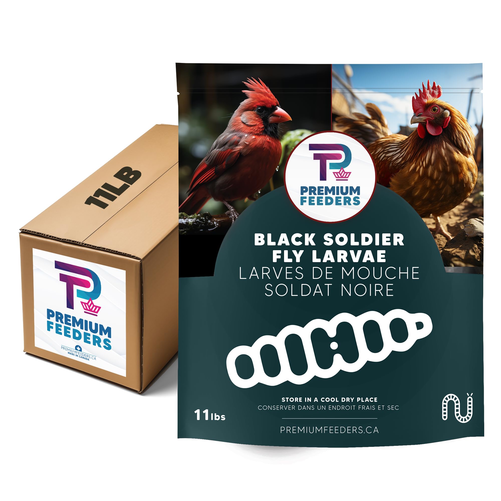 Premium Feeders Dried Black Soldier Fly Larvae - 11lb High Protein & Calcium Natural Pet Food - Healthy Treats for Chickens, Ducks, Birds, Quail, Turtles & Fish - Perfect for Poultry Feeding, Wild Bird Attraction & Aquatic Nutrition