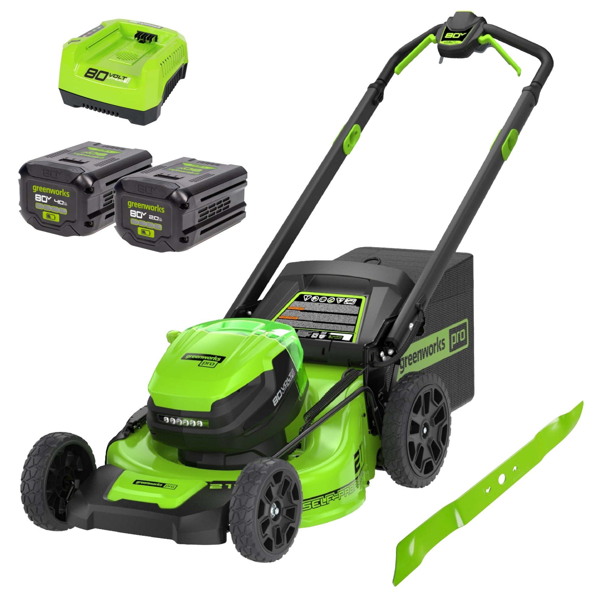 80V 21-Inch 4-in-1 Self-Propelled Cordless Lawn Mower with 4.0Ah & 2.0Ah Batteries & Rapid Charger - Perfect for Large Yards, Landscaping, and Professional Lawn Care