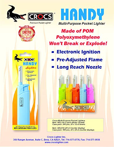 Crocs Handy Lighters 2 Pack - Waterproof & Windproof Butane Lighters for Outdoor Camping, Hiking, BBQ, and Emergency Use
